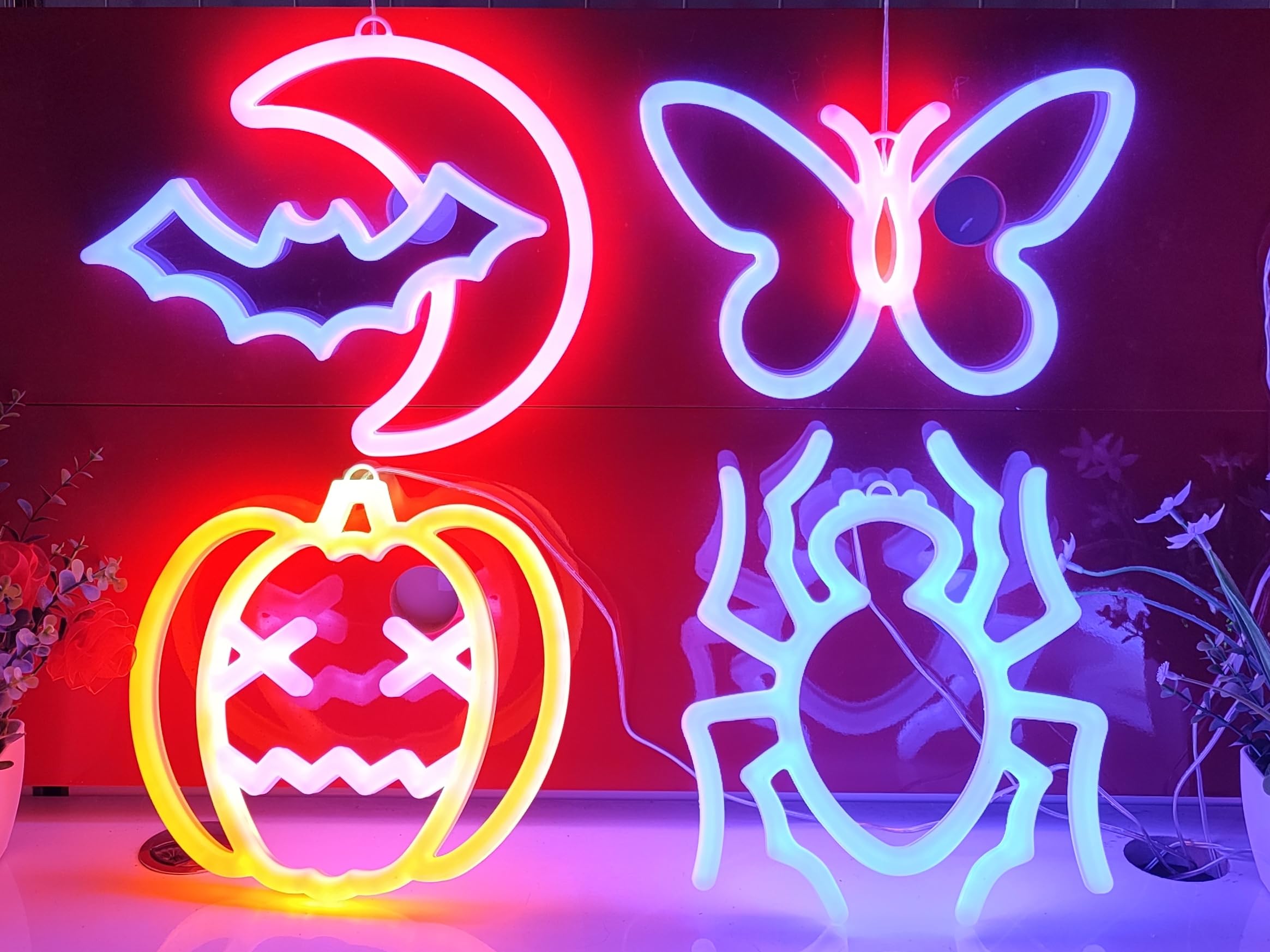JYWJ Double Sided Neon Sign, USB Powered, Adjustable Brightness, 7.87inx9.84in, Blue+Pink, Model JY-NEON-001