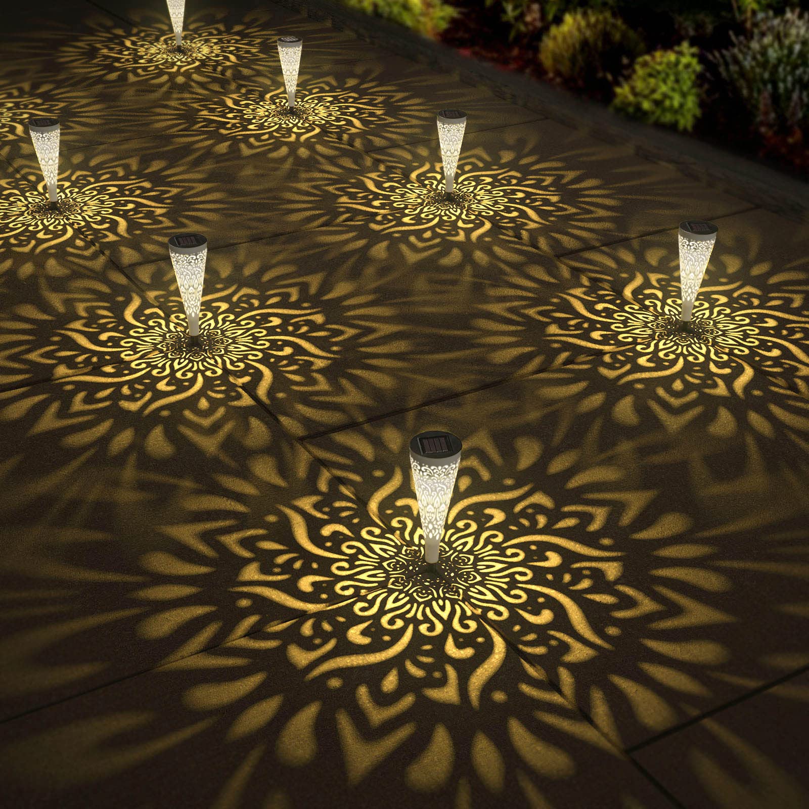 gardencave Solar Garden Lights - Waterproof Pathway Landscape Light, 6Pcs, White, Model SOLAR03