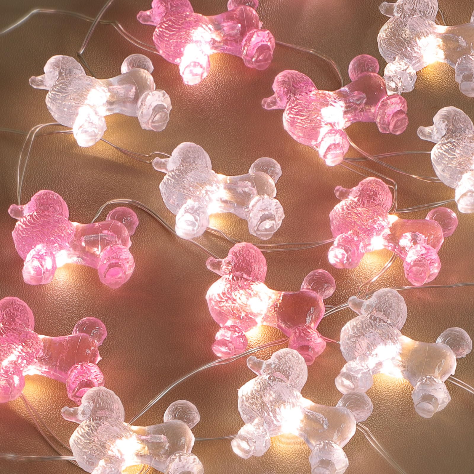 Poodle String Lights USB Power Battery Operated with Remote 10FT 30LEDs Pink Gray Lantern Twinkle Light Ornamental Pet Dog Lover