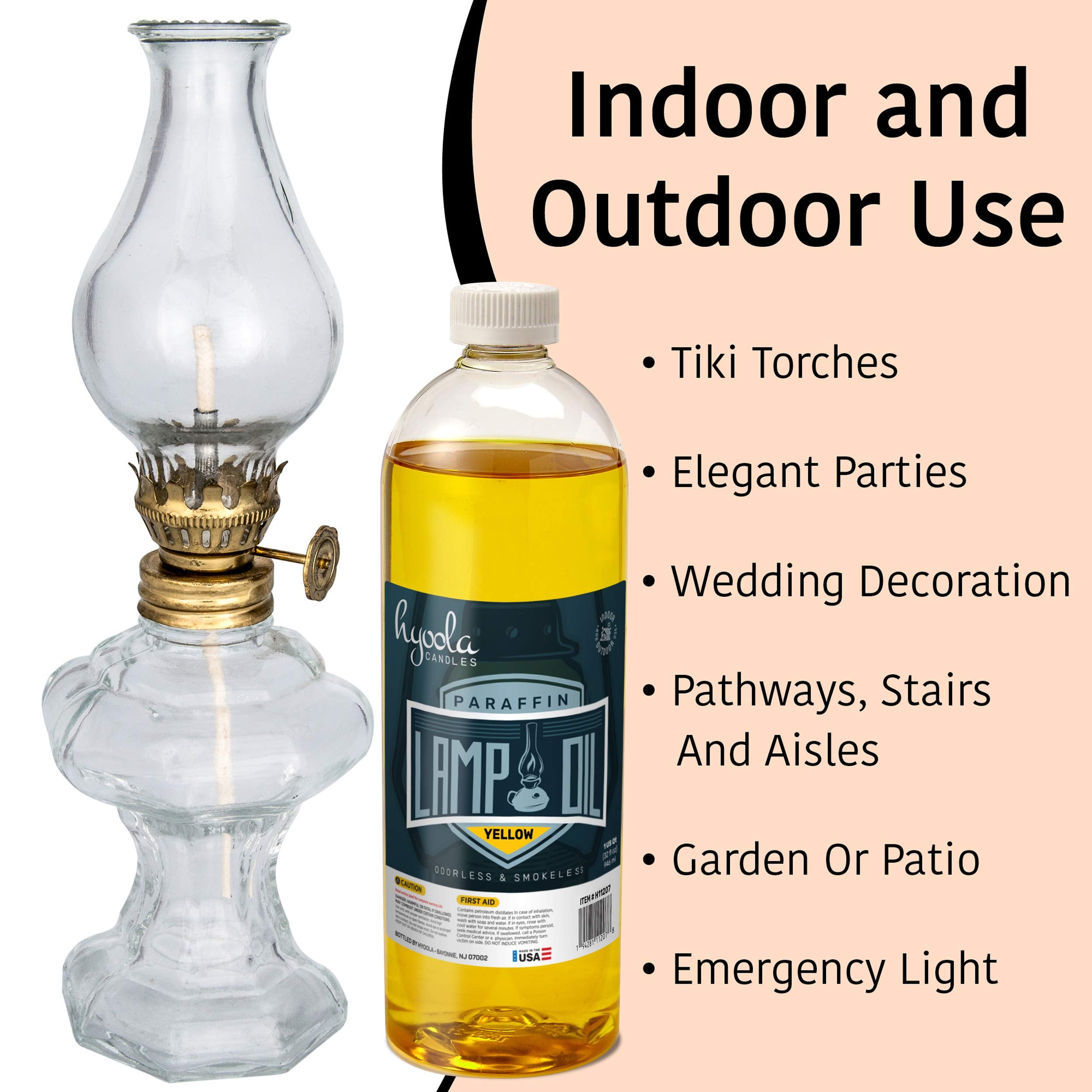 Liquid Paraffin Lamp Oil - Yellow Smokeless, Odorless, Ultra Clean Burning Fuel for Indoor and Outdoor Use - Highest Purity Avai