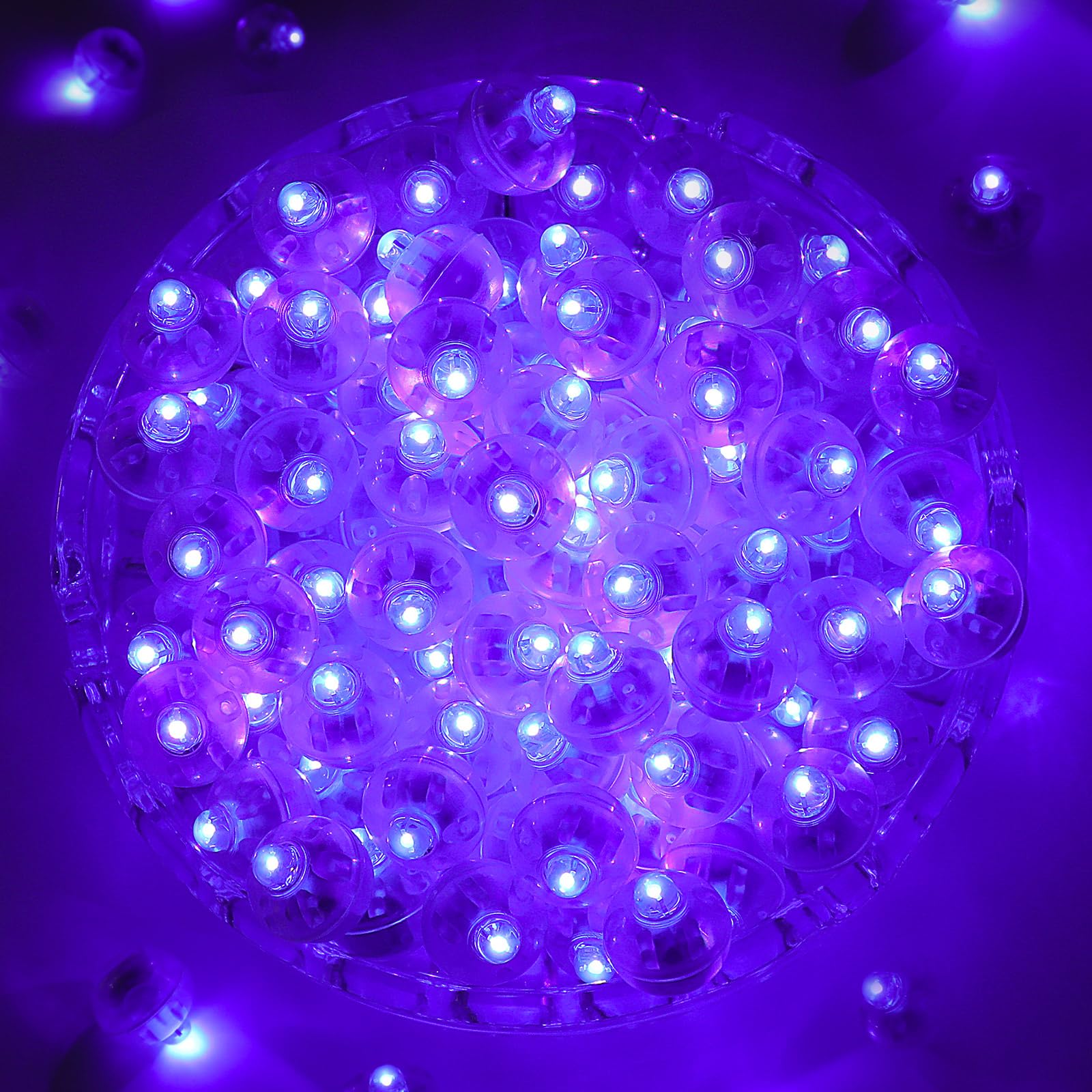 ZGWJ Mini LED Lights for Balloons, 100 Pcs, Purple, Plastic, Model A01-Mini, Twinkle Effect, Party Decorations