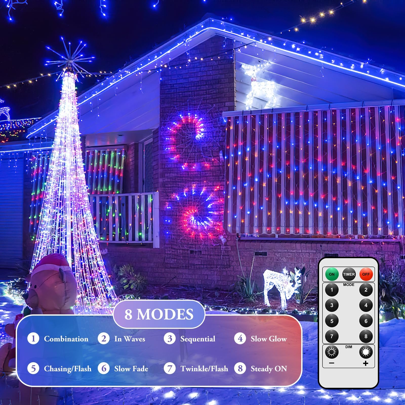 Lakumu 4-Pack 33Ft 100 Led Fairy Lights Battery Operated, Remote Control String Lights With Timer, 8 Modes Waterproof Outdoor Twinkle Lights For Bedroom Classroom Dorm Diy Christmas Party, Multicolor