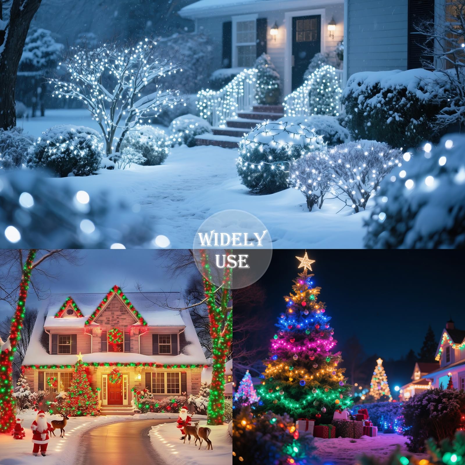 Cool White String Lights Battery Powered  2 Pack Total 66.6 Ft 200 Led Christmas String Lights Indoor Outdoor Decoration  Twinkle Fairy Light For Party Xmas Tree Decor