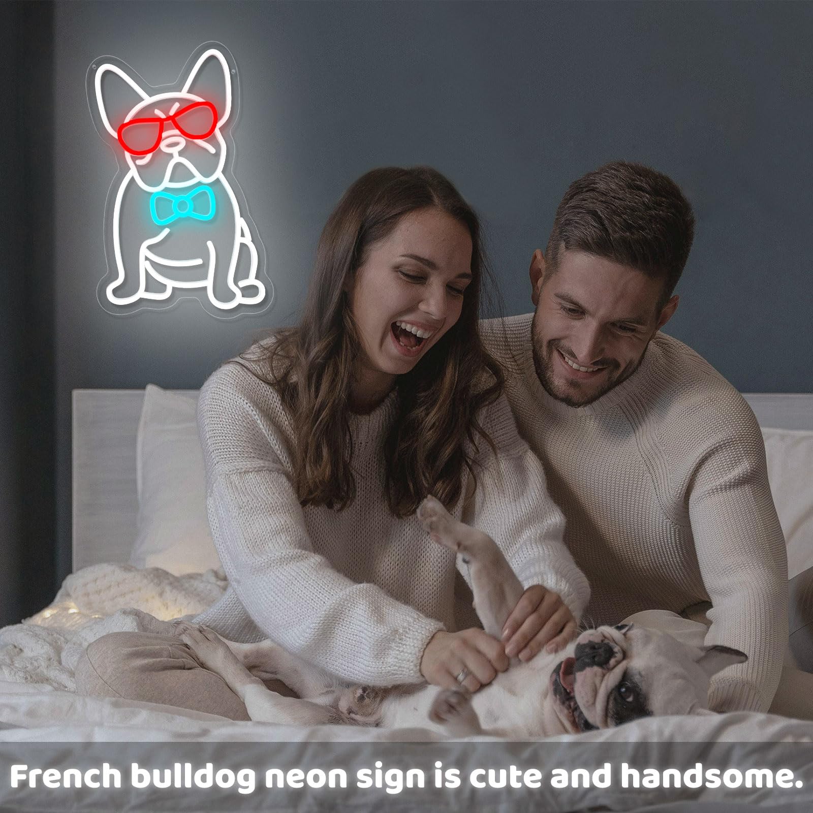 Nen Sign French Bulldog Neon Wall Decor LED Light 11.2inx16.9in Polyvinyl Chloride