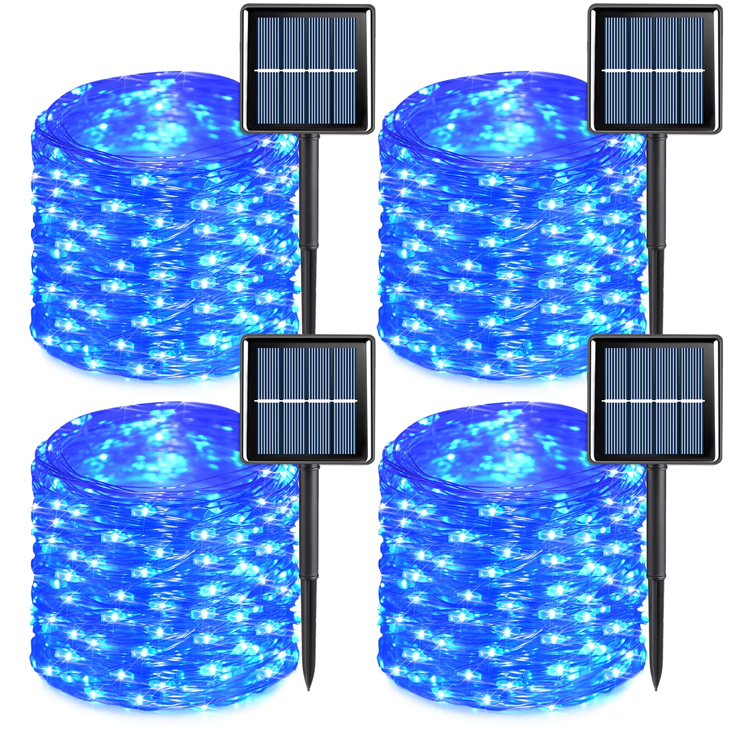 YEGUO Solar Christmas Lights Outdoor, 100 LED, 33ft, Waterproof, 8 Modes, Blue, Copper Material, 7.13 x 5.2 x 3.
