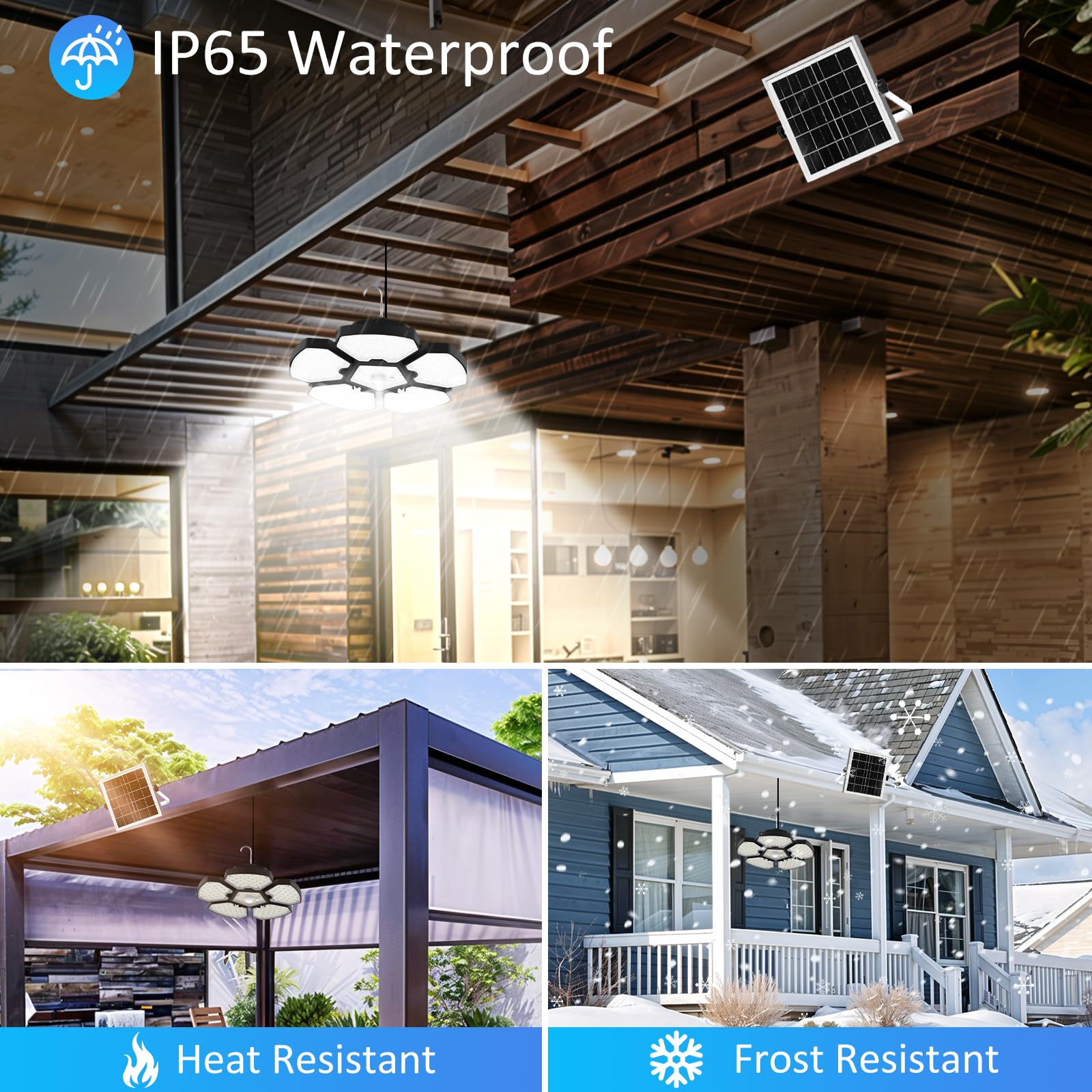 TSUNESLUX 2 Pack Solar Shed Light Motion Sensor Lights Outdoor IP65 Waterproof with Remote Control, Solar Powered Pendant Light