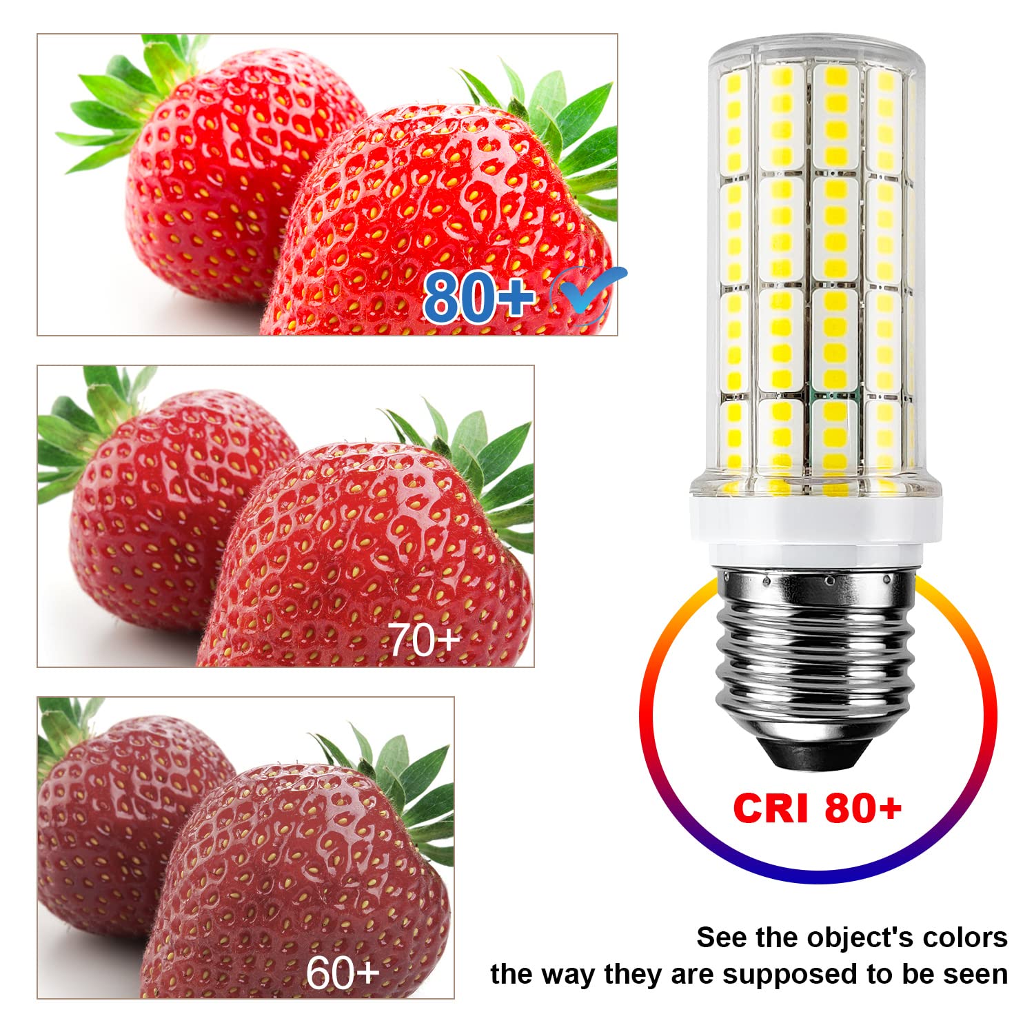 RIUVAO LED Corn Light Bulb 20W E26/E27 Base, 2500 Lumen, 5000K Cool Daylight, Pack of 4, White Light