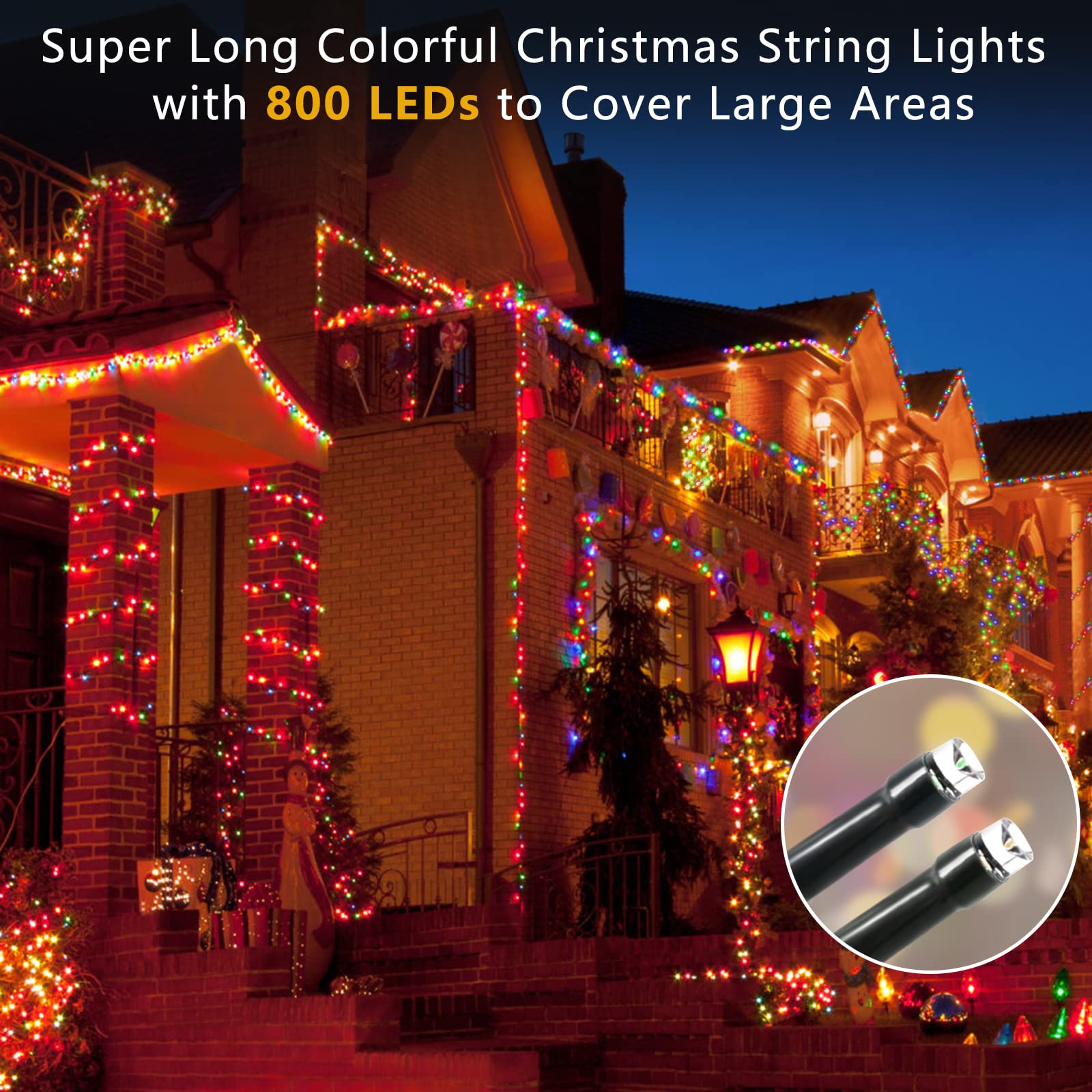 Blctec 800 Led Christmas Lights, 272Ft Multicolor Waterproof String Lights With Timer, 8 Modes For Indoor Outdoor Decor