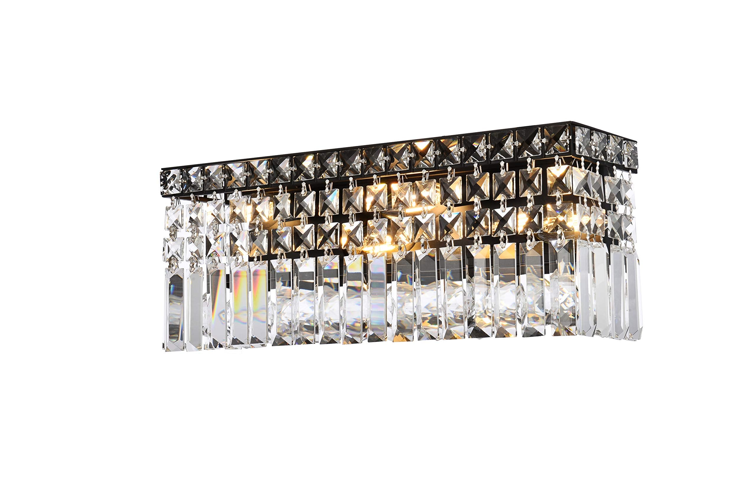 Elegant Lighting Maxime 18&quot; Black Crystal Wall Sconce - Metal Wall Light Fixture