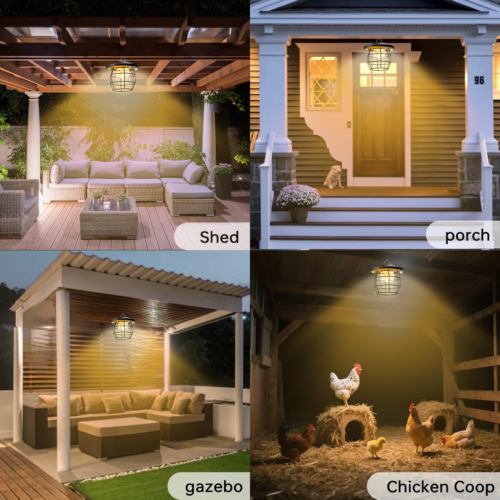 Icofru Solar Shed Light  Motion Sensor Pendant Lights Indoor&Outdoor With 5 Lighting Modes  Solar Gazebo Light Brightness And Color Adjustable For Gazebo Patio Garden Yard Barn Chicken Coop