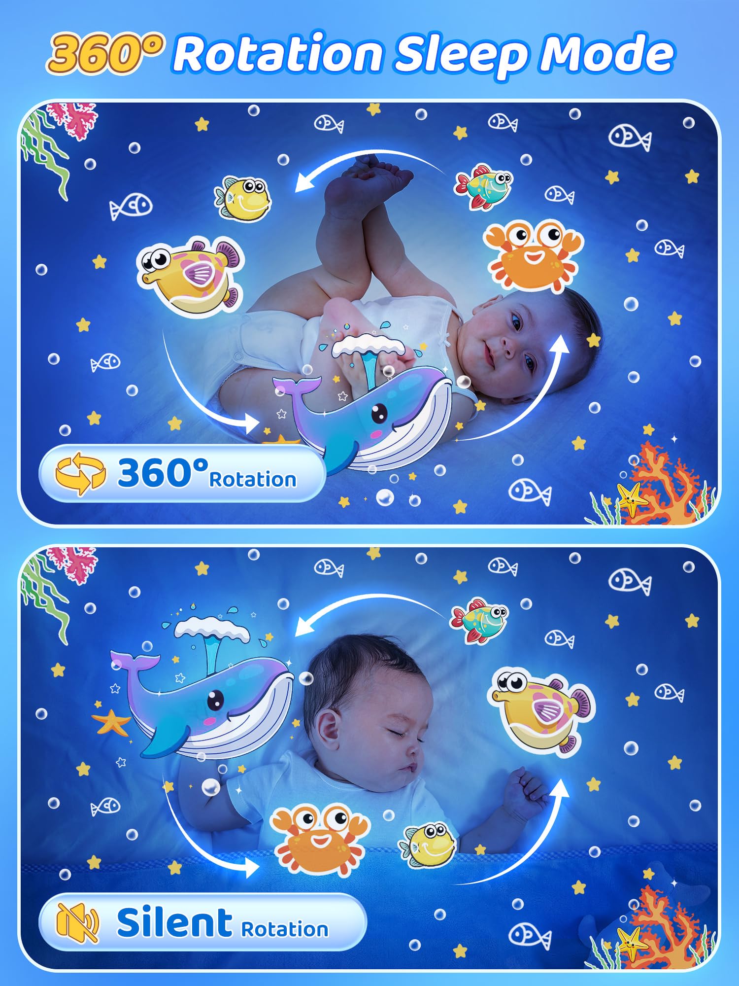 PIKOY Robot Night Light for Kids?12 Films? Kids Night Light Projector,Bluetooth Music Baby Night Lights, 360 Rotation Rechargabl