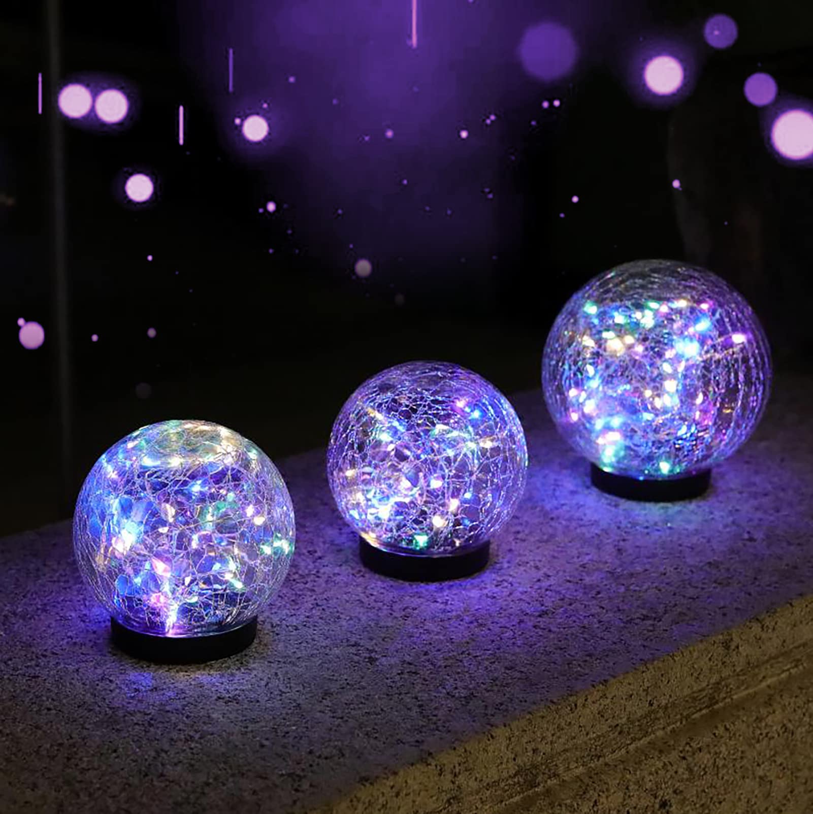 HOFLYW Solar Globes Lights Outdoor Garden Decor Solar Balls for Garden Crackle Glass Solar Lights Yard Decor 1 Pack for Outdoor