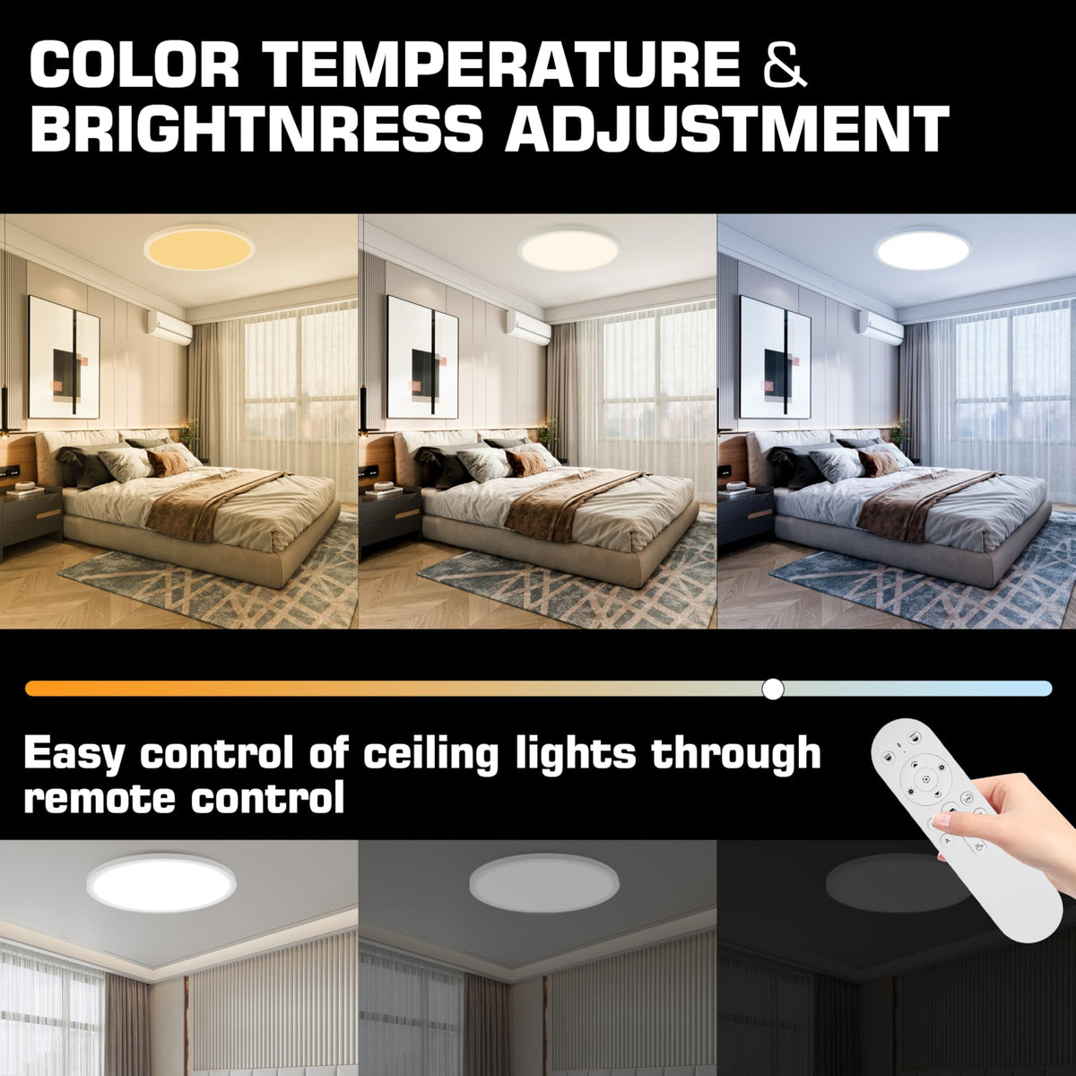 6 Pack 12 Inch Led Flush Mount Ceiling Light With Night Light 2000K, 3 ...