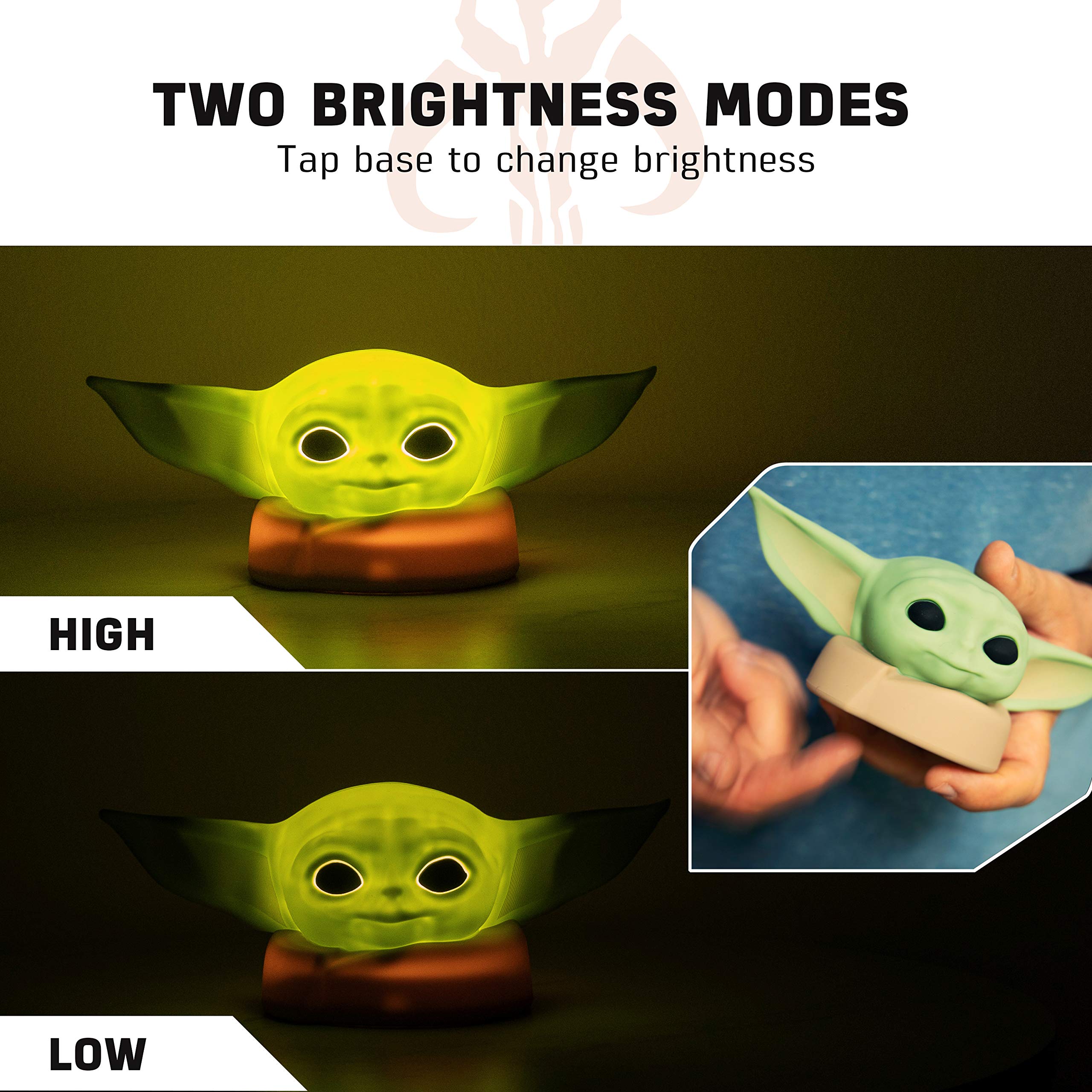 STAR WARS LED Squishy Night Light, Baby Yoda Lamp, Silicone, 51779, Green, Battery/USB Operated, Ideal for Bedroom, Game Room, Office