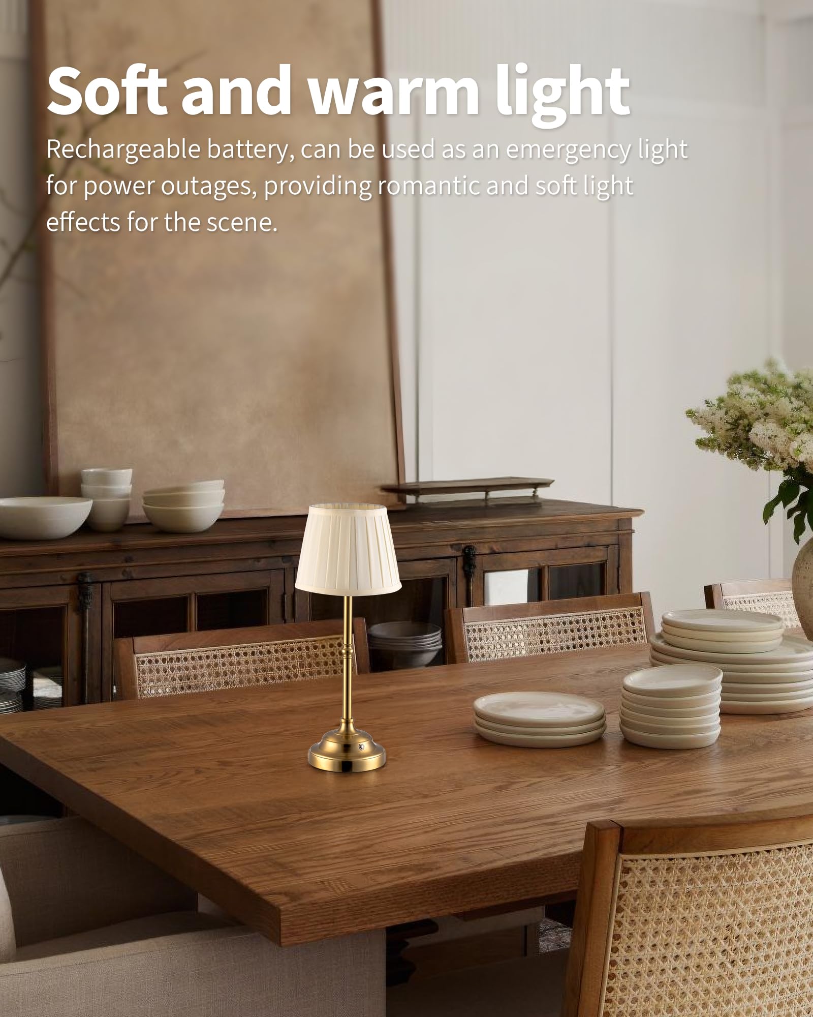 Kdg Portables Cordless Table Lamp, Fabric Shade Desk Lamp, 4000Mah Rechargeable Battery Powered Lighting, Dimmable Light For Din