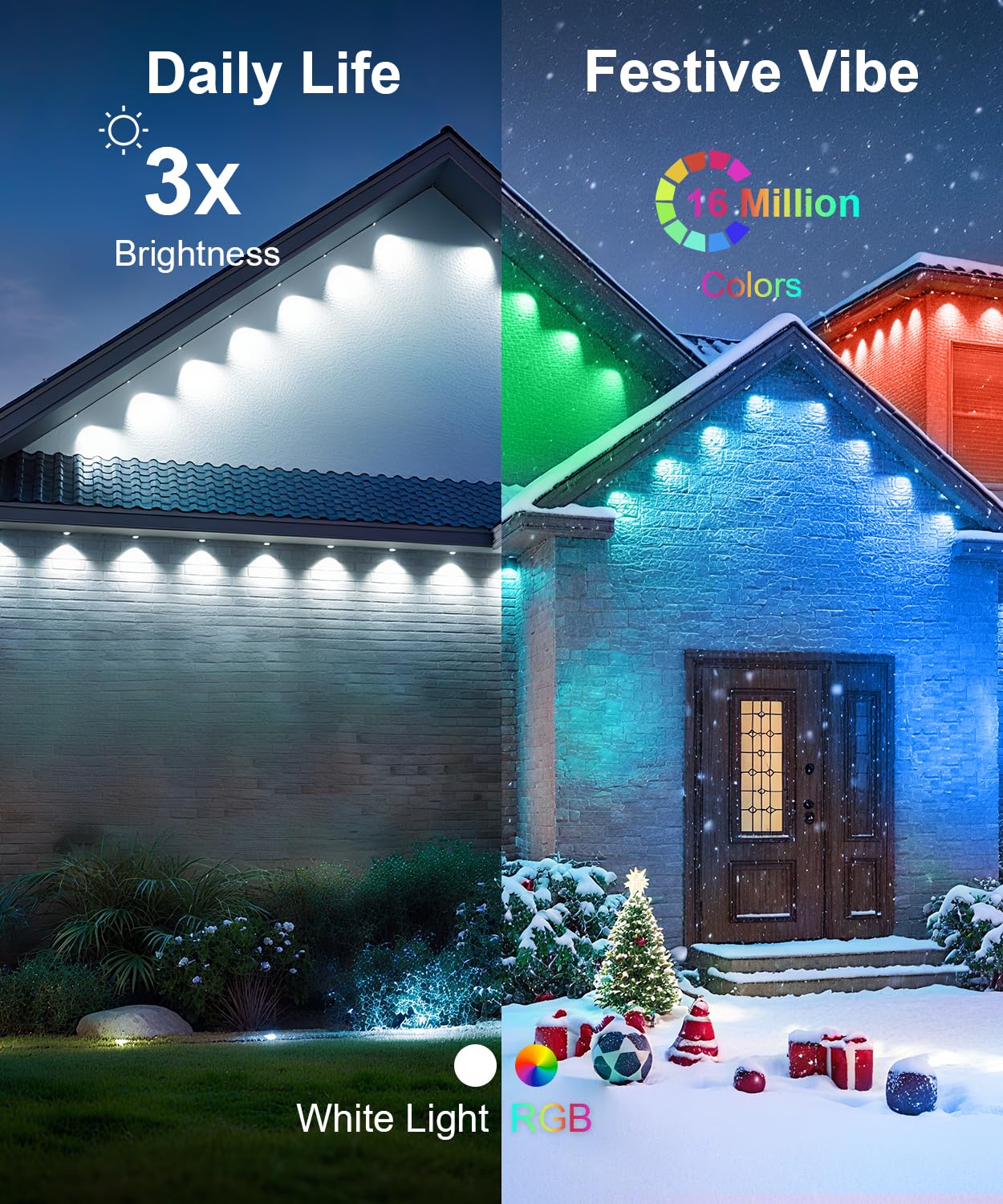 MuliVid 150Ft Smart RGB Outdoor Lights, IP67 Waterproof, Multicolor, Model LX20250312-45M for Christmas, Halloween, and Parties