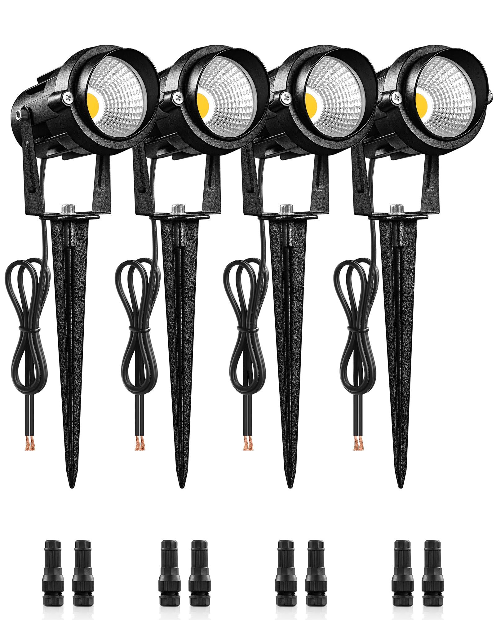 WILAWELS 6W 700LM Low Voltage Landscape Lighting  12V AC/DC 3000K Warm White LED Low Voltage Landscape Lights  IP65 Waterproof Outdoor Spotlights with Connectors for Garden Pathway Tree Yard 2 Pack