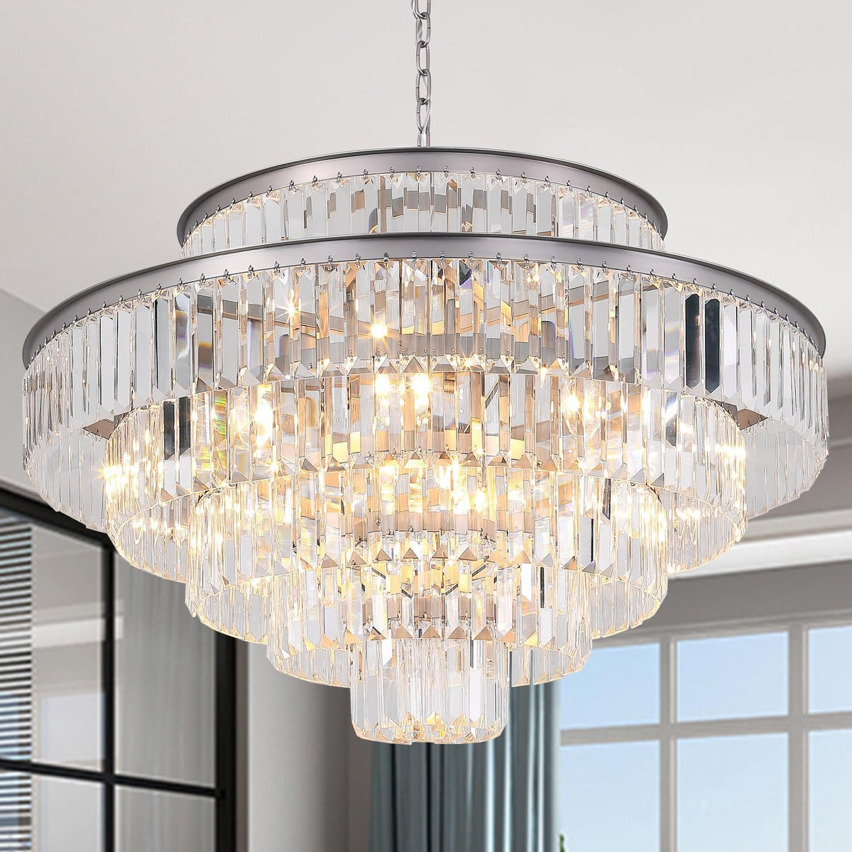 GMlixin Crystal Chandeliers Modern Round Chandeliers for Dining Room ...