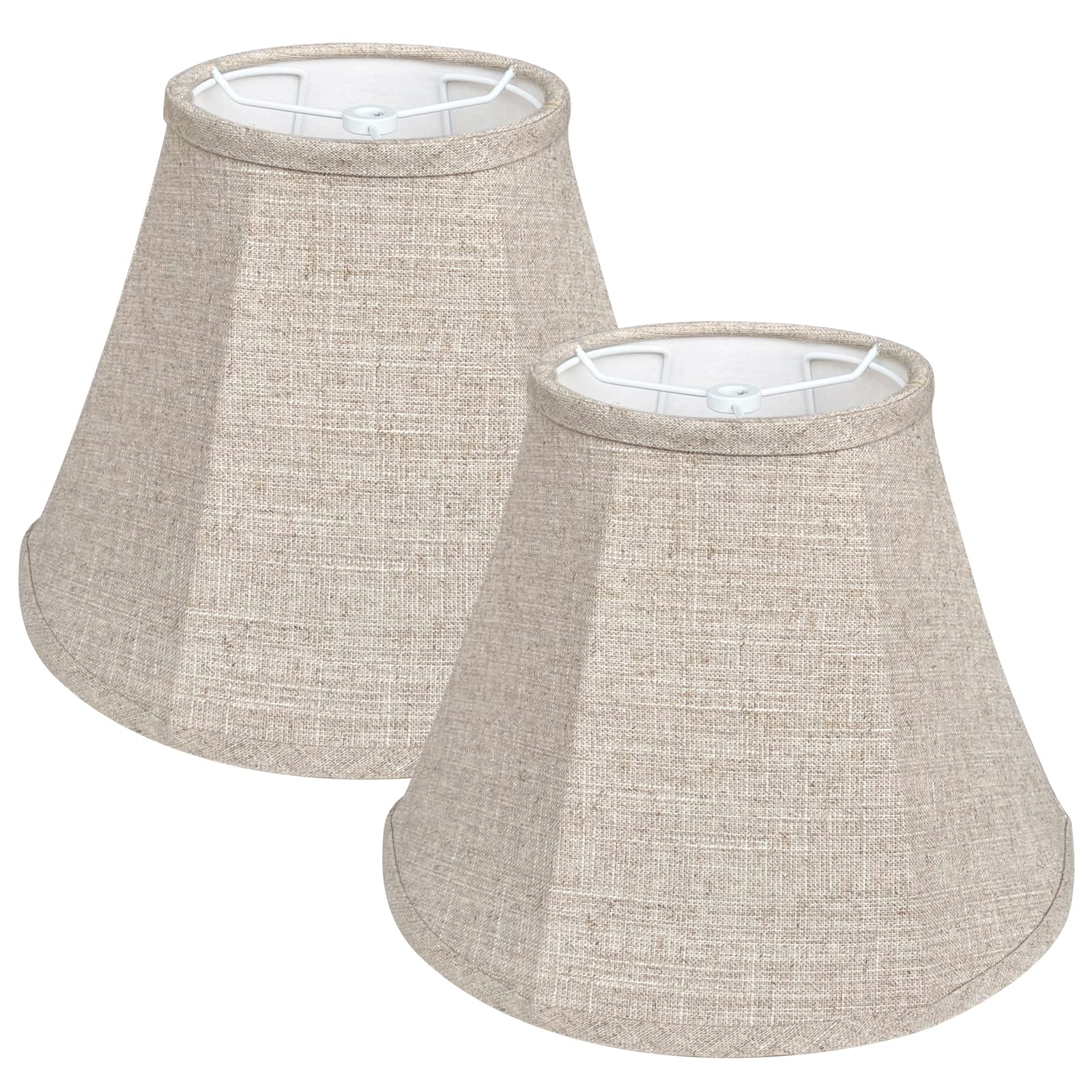 Tootoo Star Double Brown Barrel Lamp Shade Set Of 2, 6X12X8.5 Inch, Handcrafted Fabric For Floor And Table Lamps
