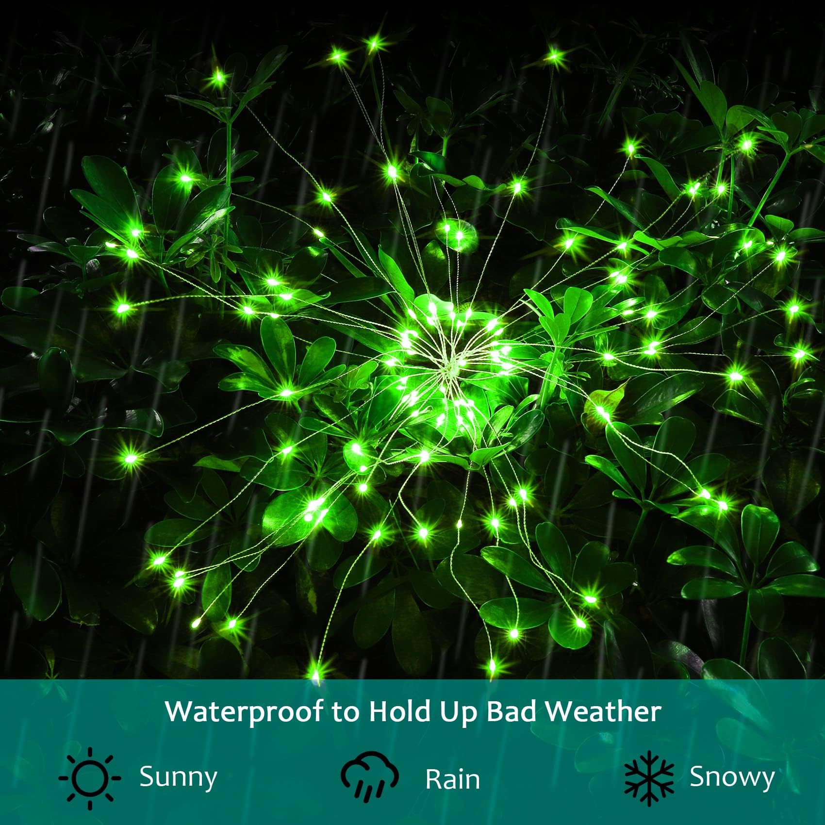 Jjgoo Solar Firework Lights, 2 Pack 150 Leds 2 Lighting Modes Solar Lights Outdoor Waterproof For Garden Patio Walkway Pathway P