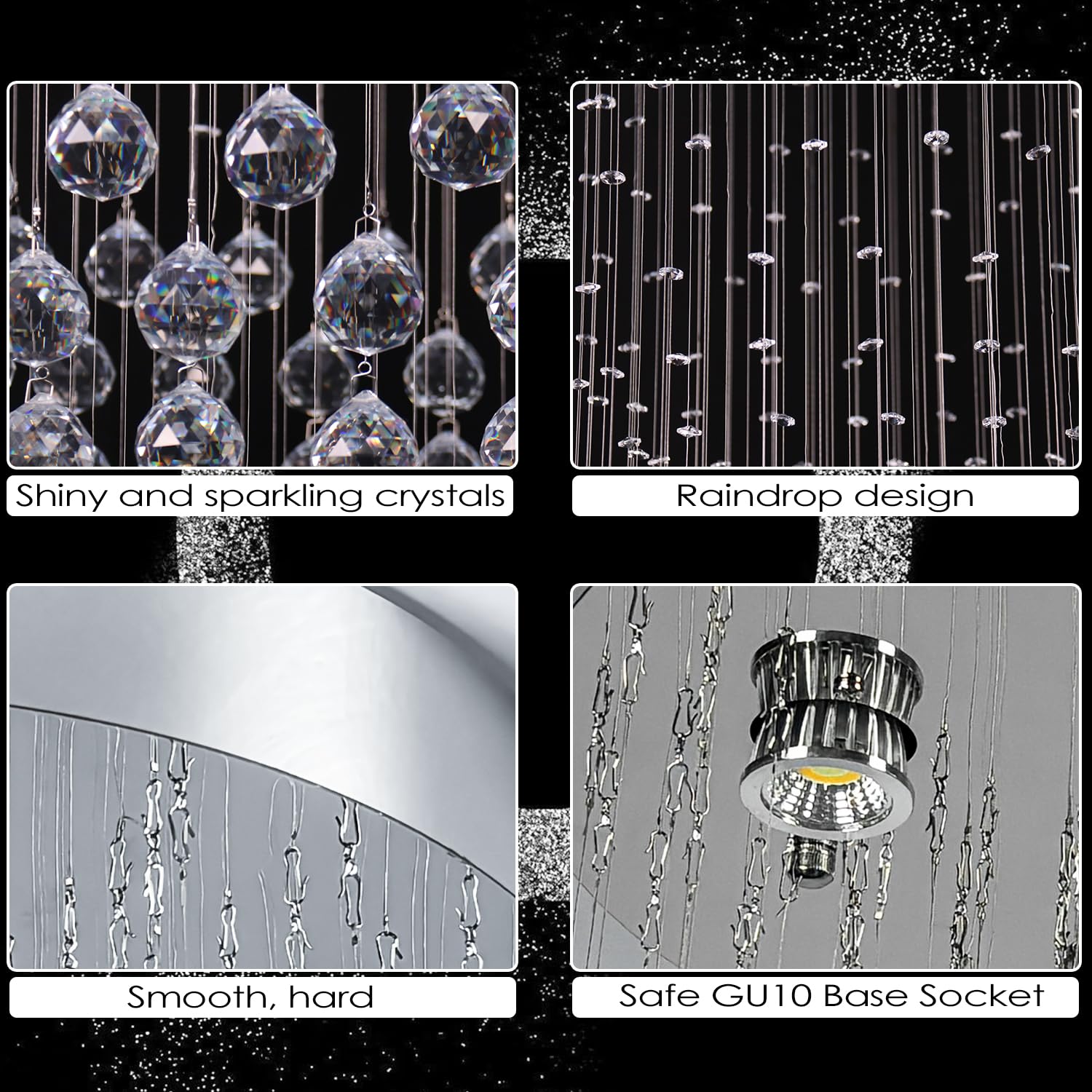 Finktonglan Crystal Pendant Light Chandelier For Staircase, Modern Flush Mount Ceiling Fixture