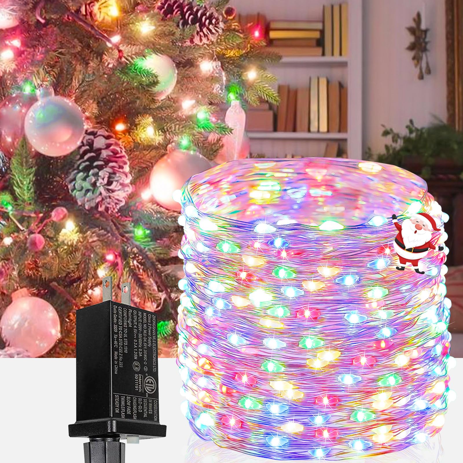 66Ft 200Led Fairy Lights Plug In, Waterproof String Lights Outdoor & Indoor 8 Modes With Timer, Christmas Light Bedroom Decor, T