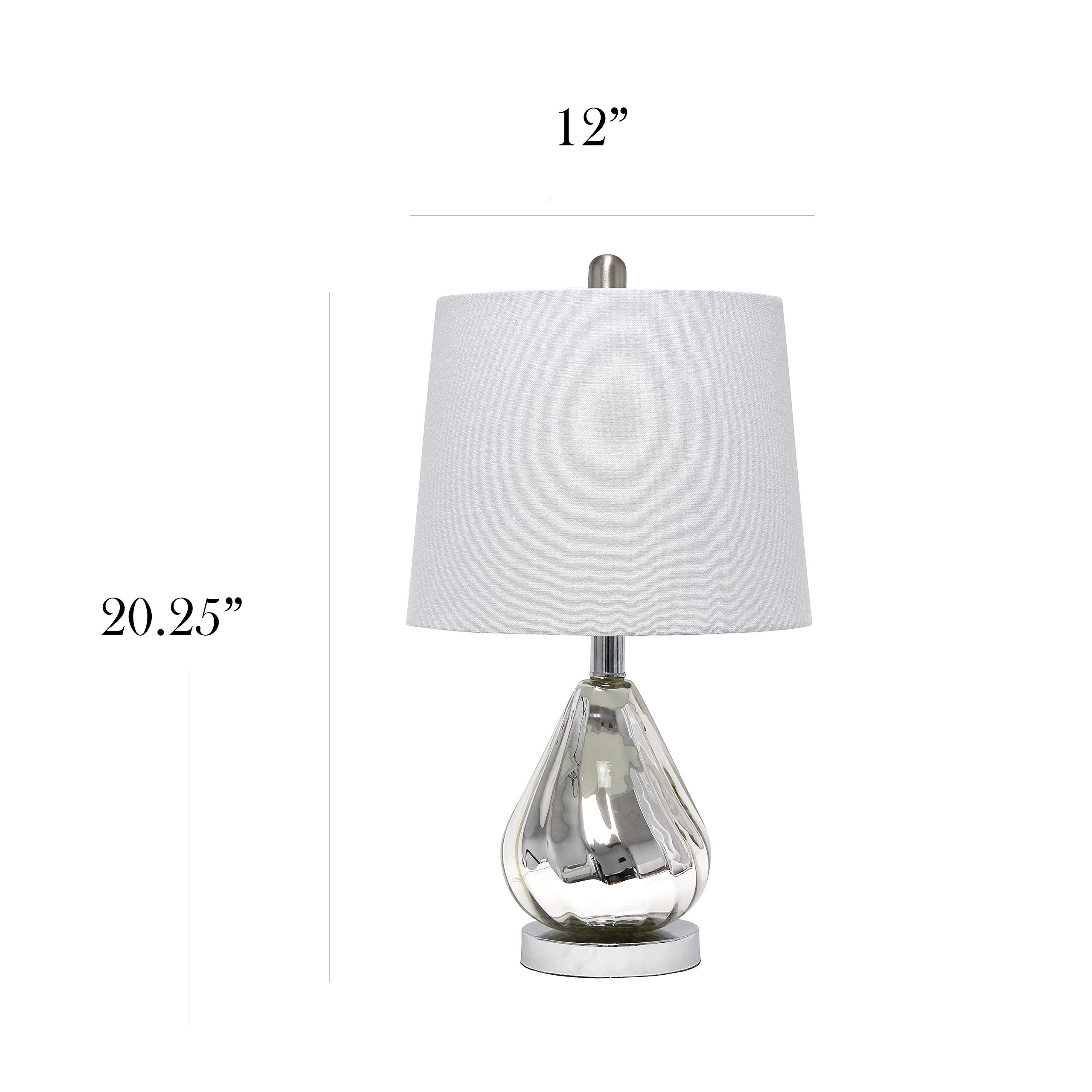 Elegant Designs LT3319-GRY Chrome Ripple Table Lamp, Glass, Gray Shade