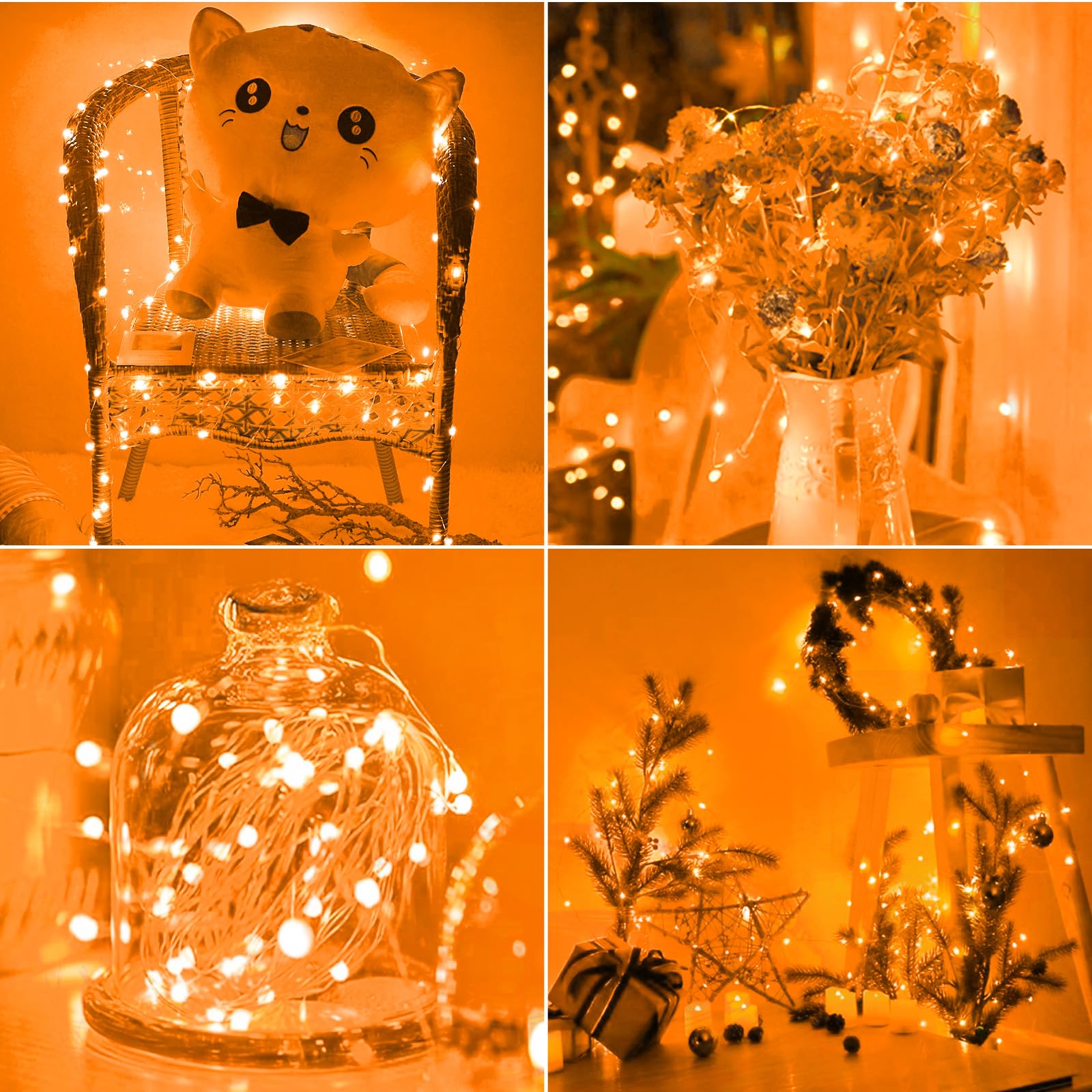 Kolpop Fairy Lights String Lights 7 FT 20 LED Copper Battery Operated 30 Pack Orange BL19