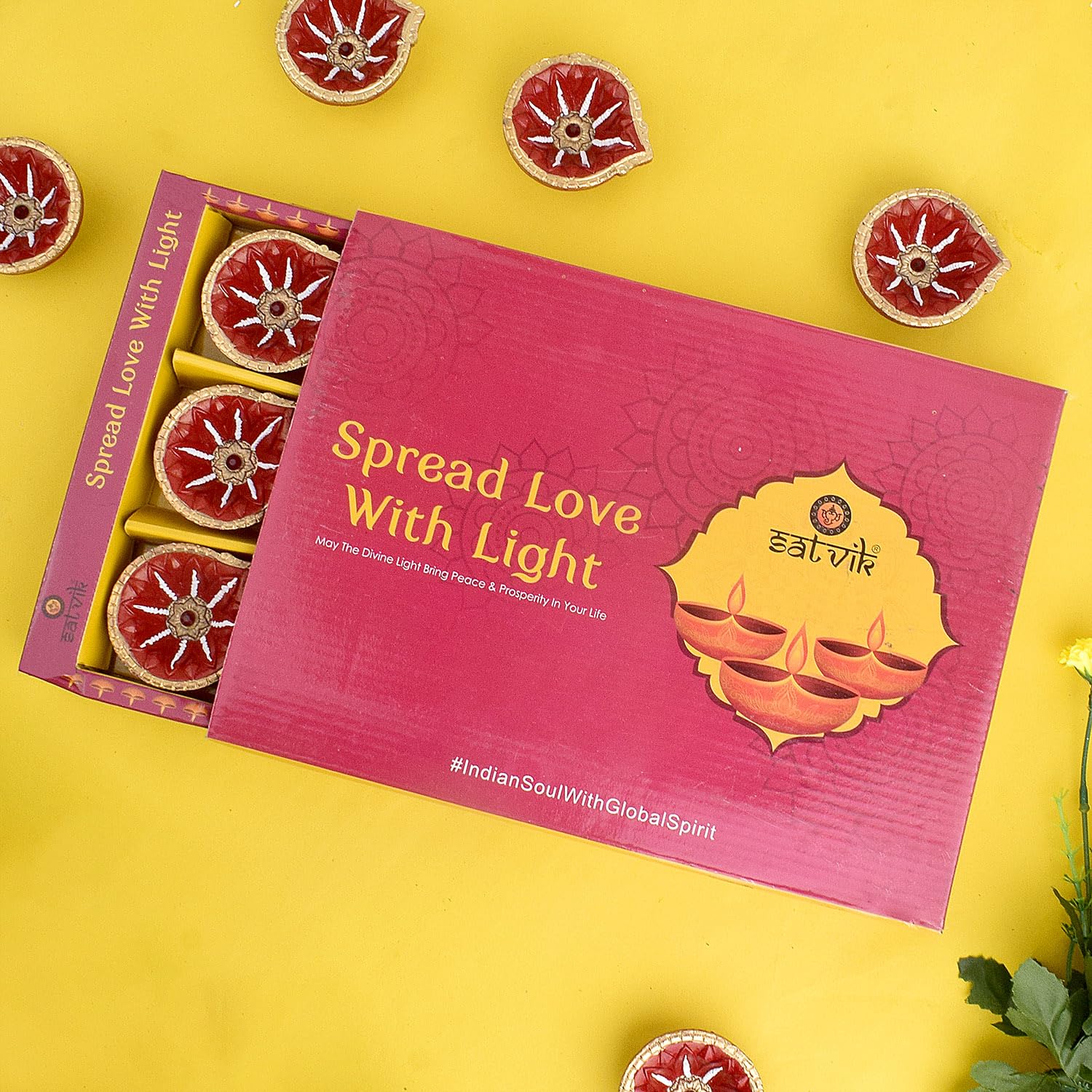 SATVIK 12 Pc Set Clay Diya Diwali Dia with Cotton Wicks for Puja Pooja Traditional Handmade Terracotta Earthen Vilakku Oil Lamp