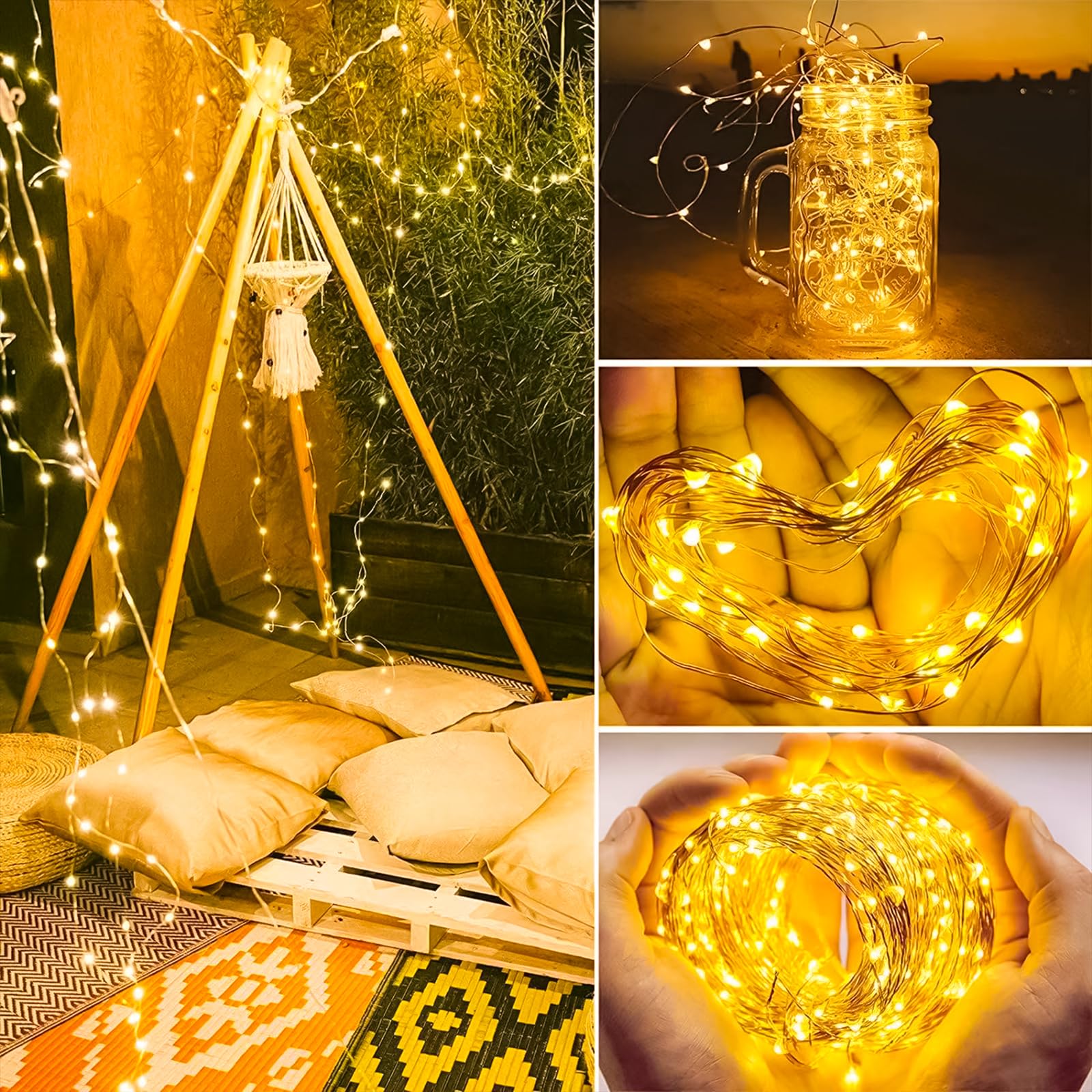 Sinamer 6 Pack Fairy Lights Battery Operated String Lights, 7Ft 20 Led Mini Lights, Waterproof Silver Wire Starry For Mason Jars Diy Wedding Party Bedroom Christmas (Warm White)