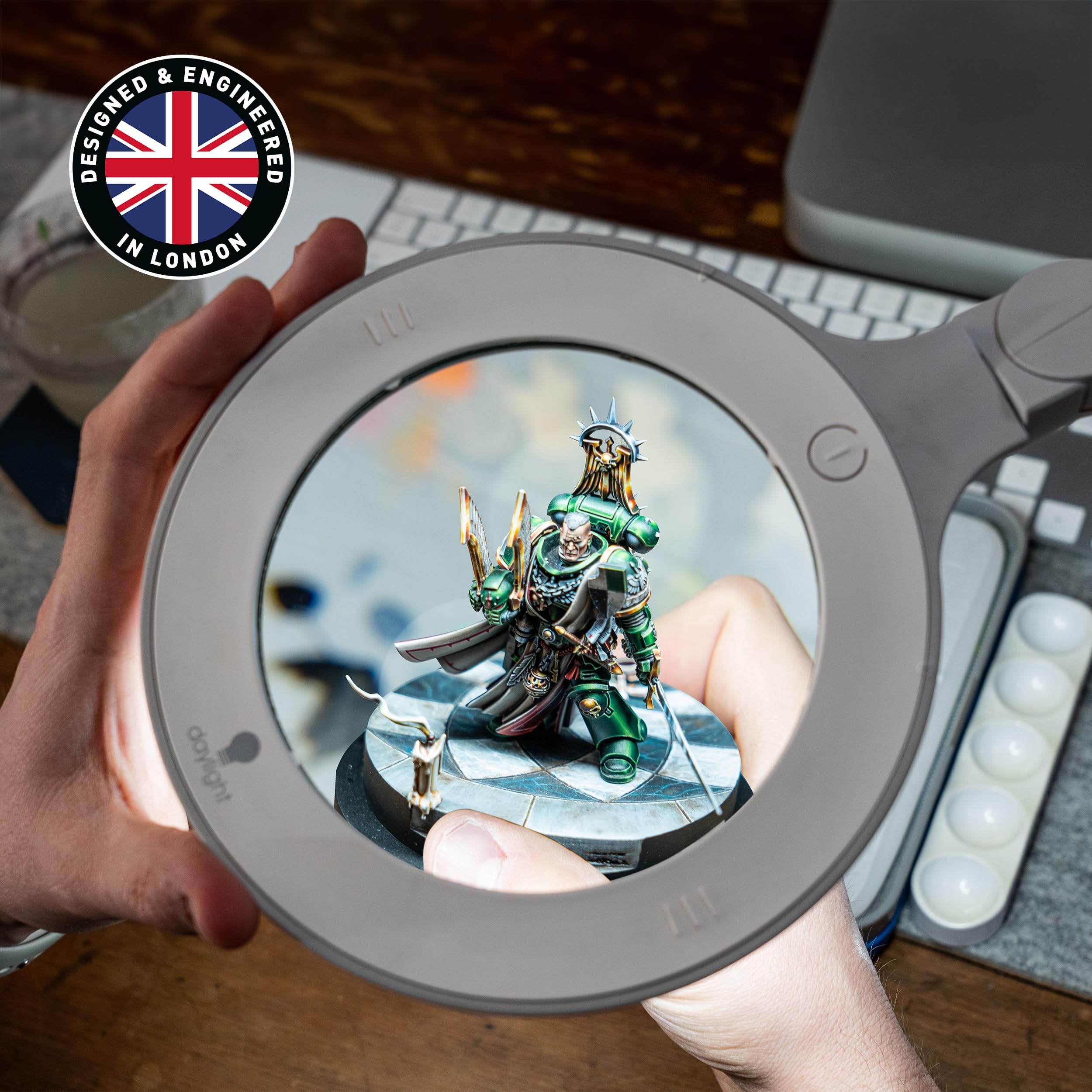 Daylight Omega 5 LED Magnifying Lamp, Adjustable Arm, Dimmer Switch, Metal, Model U25110, Color 15