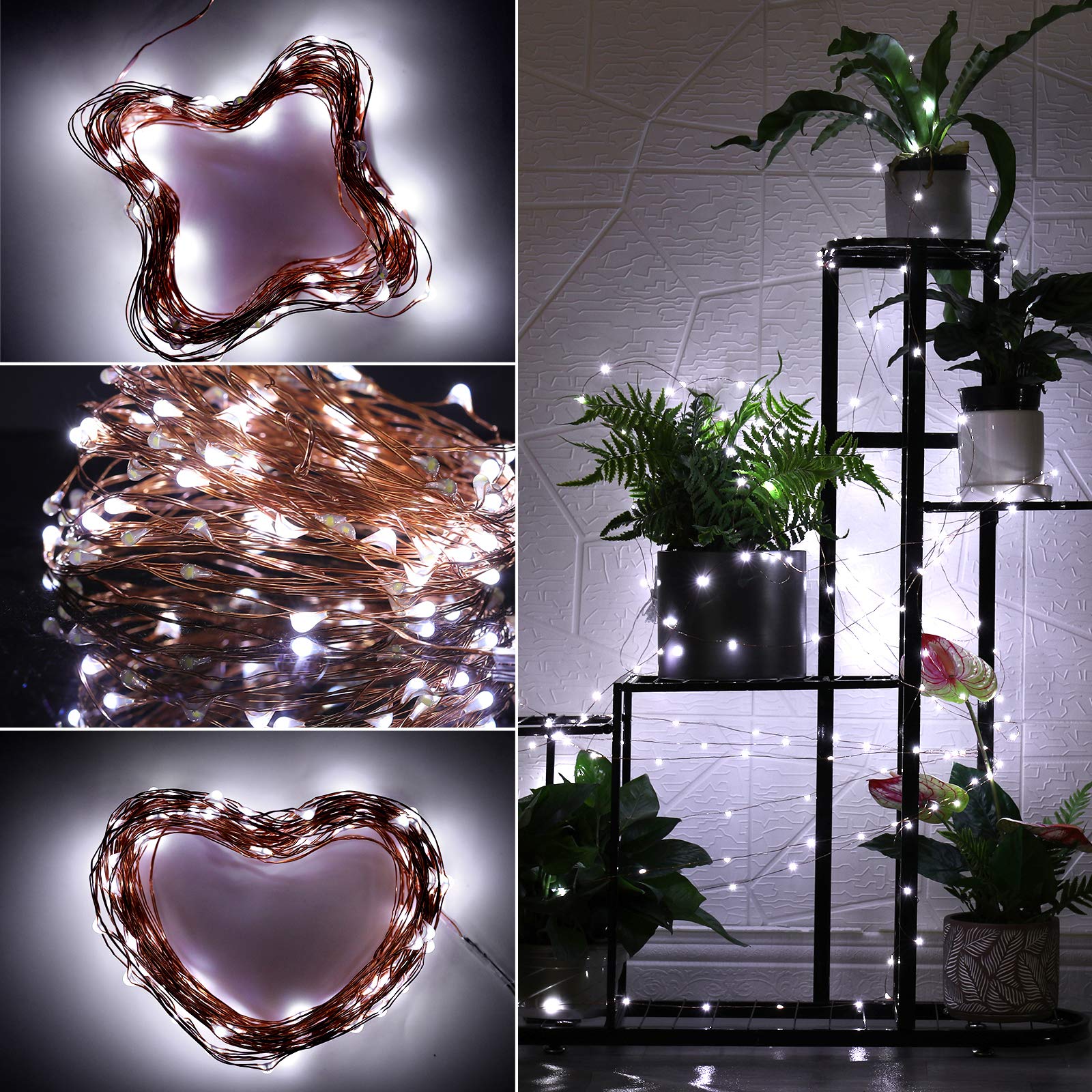 Mikasol Fairy Lights Battery Operated, 4 Packs Mini 3*Aaa Battery Powered Copper Wire Led Starry String Lights Firefly Lights For Bedroom, Christmas, Parties, Decoration (5M/16Ft Cool White)