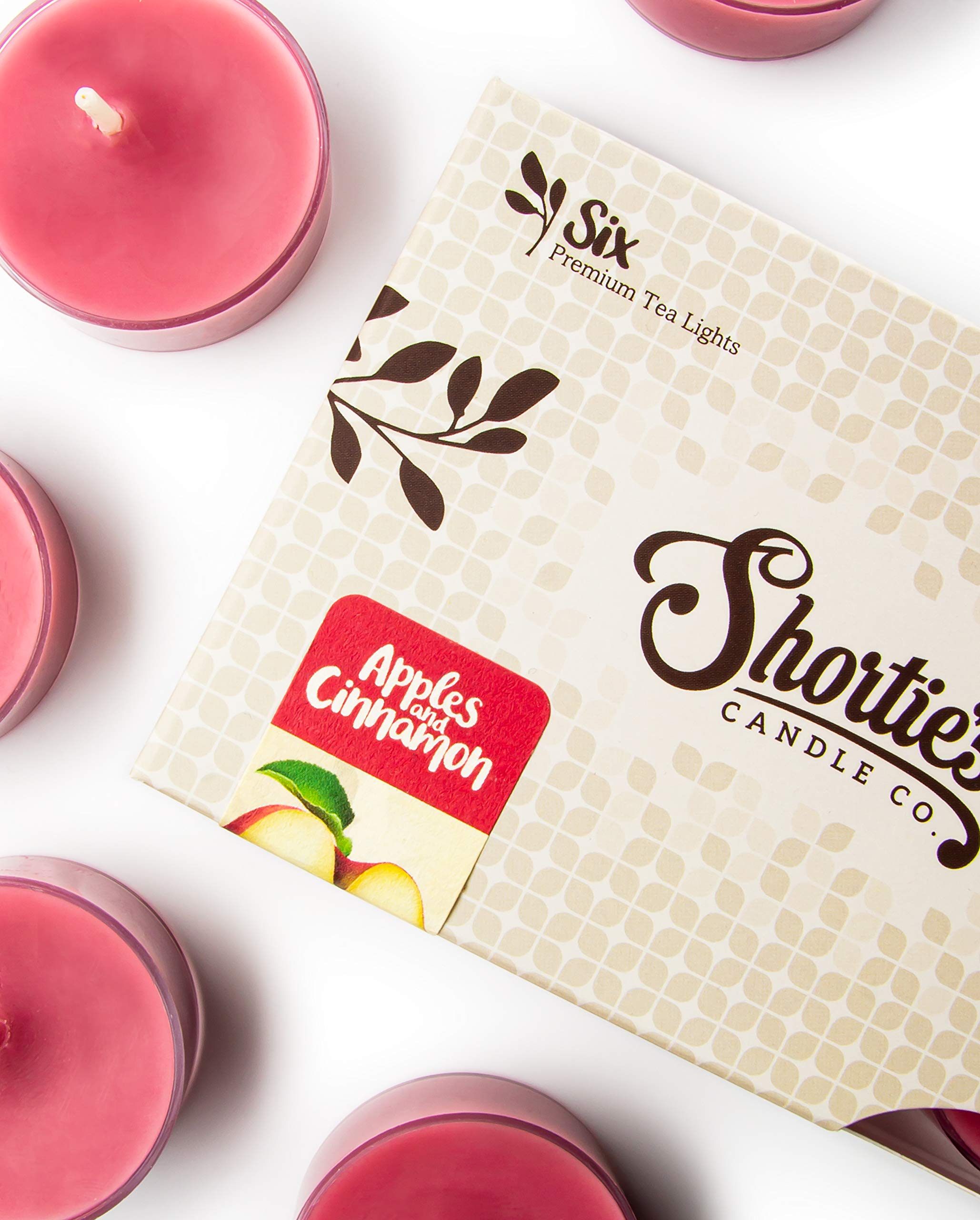 Apples & Cinnamon Premium Tealight Candles - Highly Scented With Essential & Natural Oils - 6 Dark Red Tea Lights - Beautiful Candlelight - Made In The Usa - Bakery & Food Collection