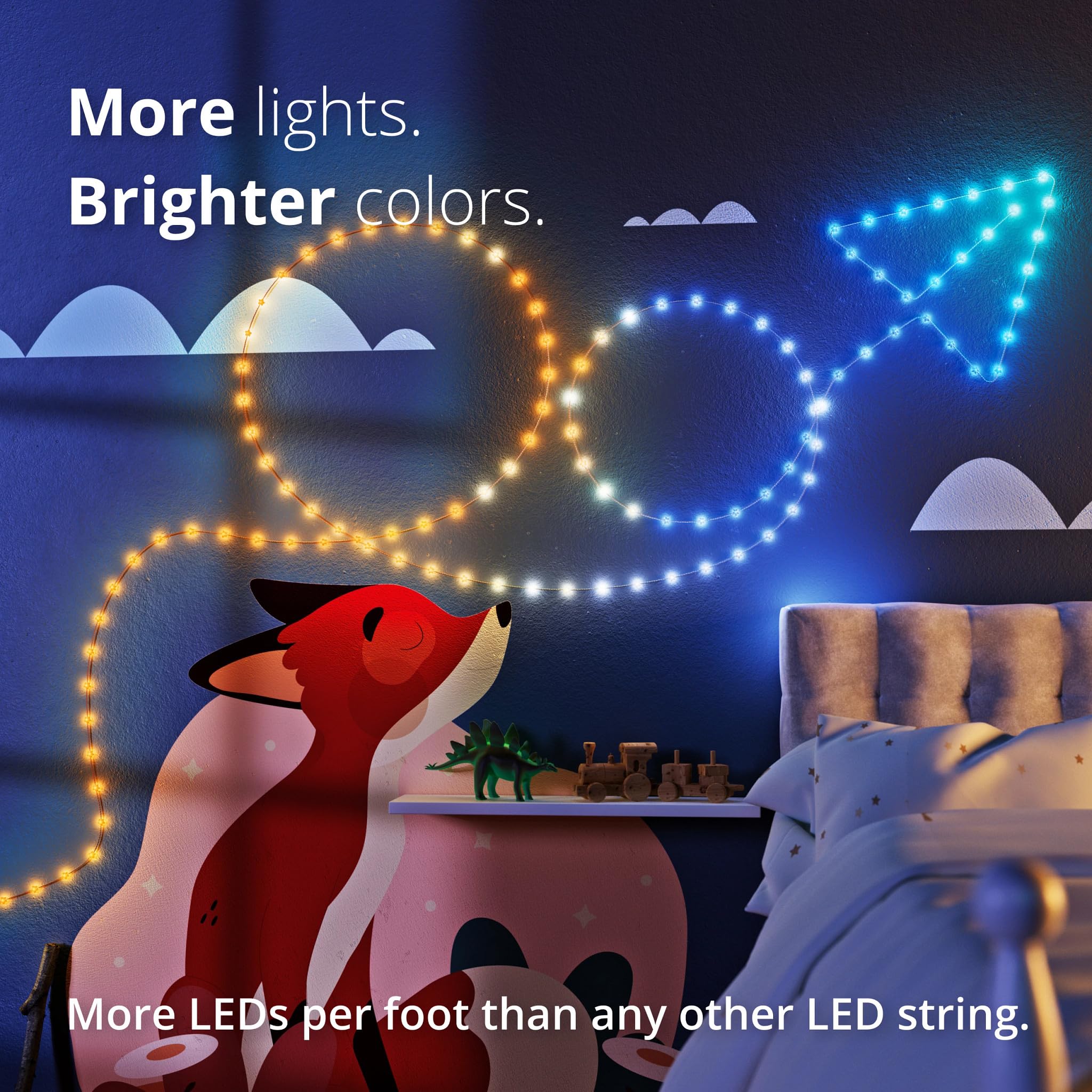 Twinkly Strings USB-C Star 200 LED, Star-Shaped LED Light String, RGB Multicolor LED Lights, Valentines Day Lights, Compatible