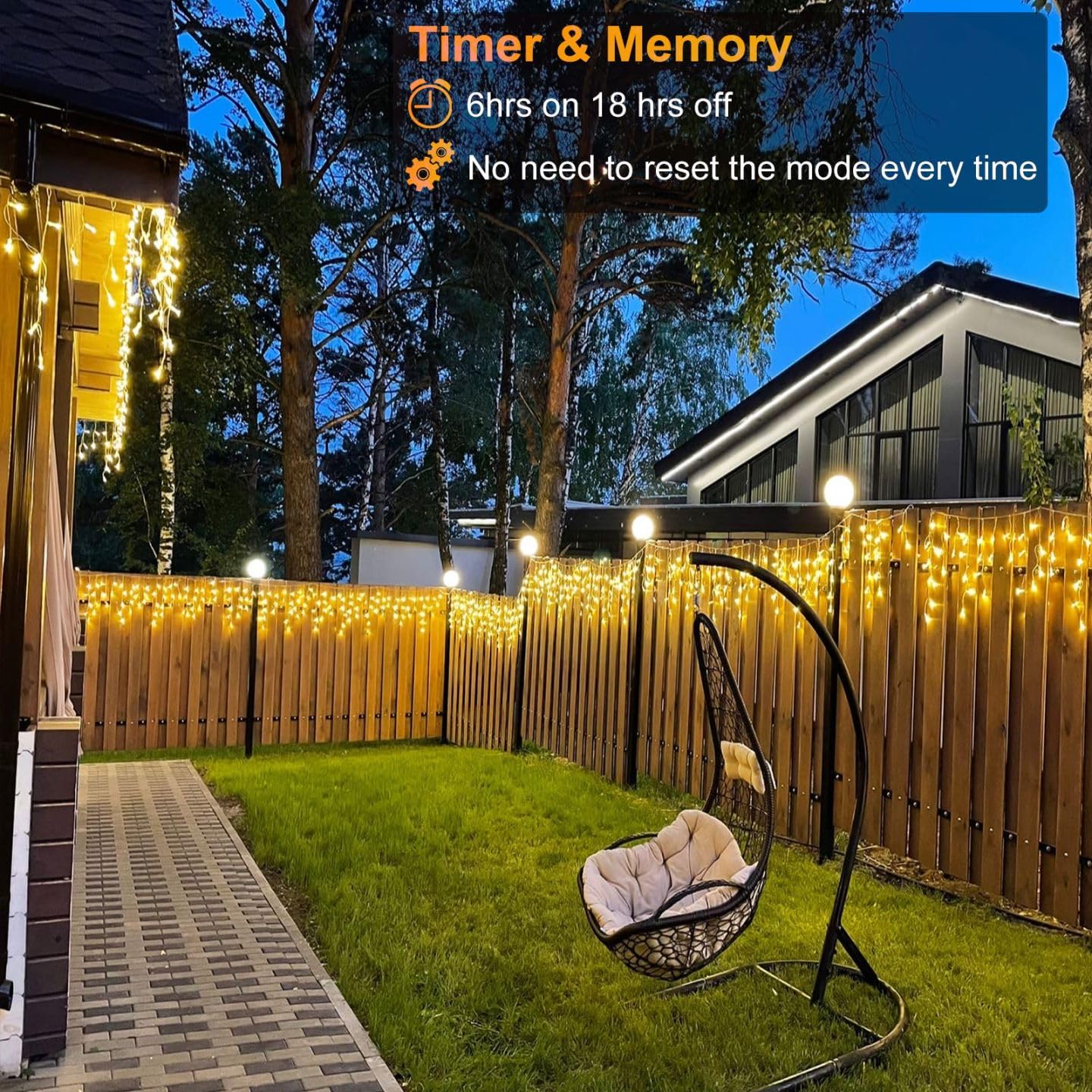 132Ft Icicle Lights For Outside - 1280 Led Warm White Christmas Lights With 240 Twinkle Drops, 8 Modes Plug In Waterproof Timer