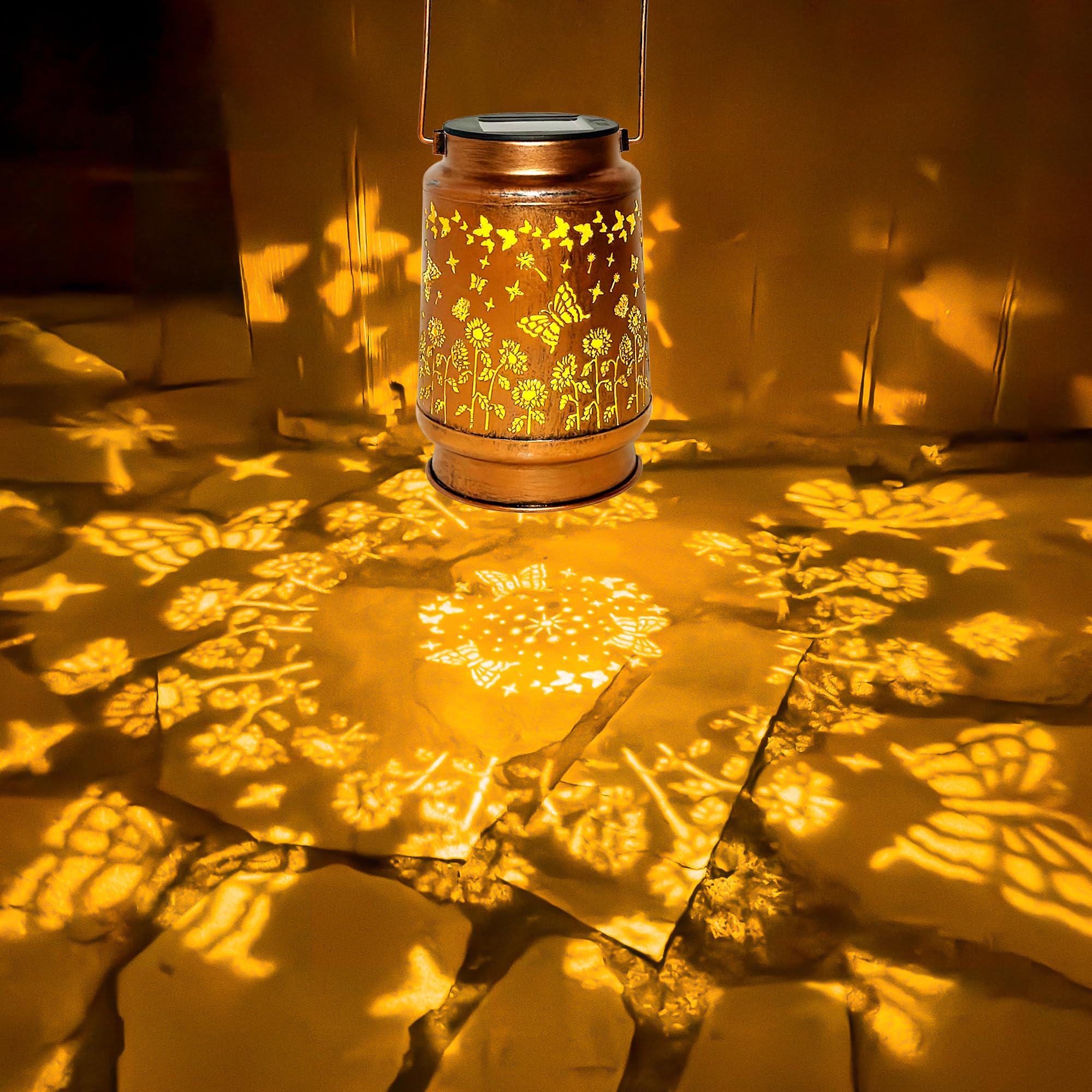 Anytalk Butterfly Solar Lantern Lights, Outdoor Solar Lanterns Garden Decor, Hanging Solar Lantern For Backyard Porch Patio Tabl