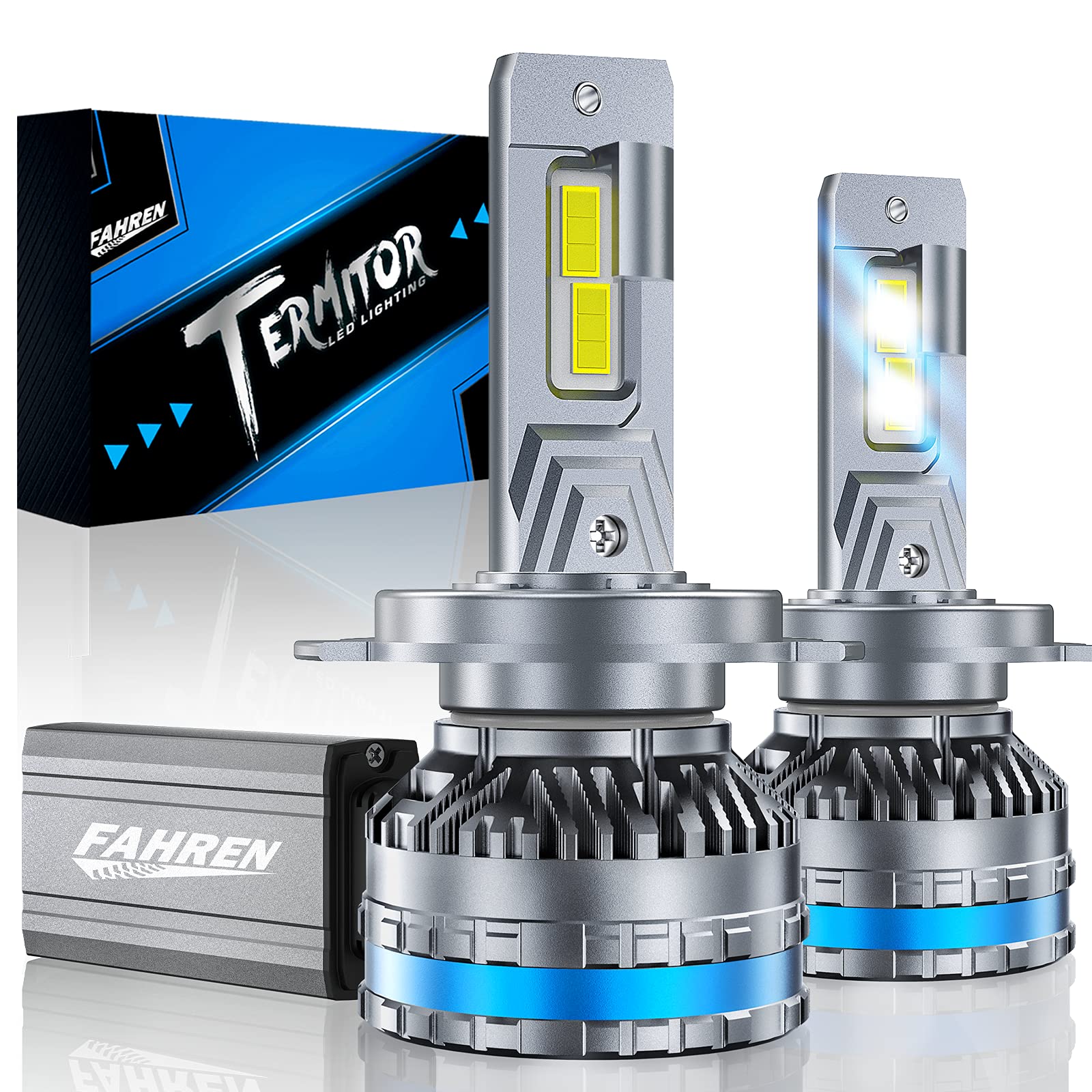 FAHREN H4/9003 Bulbs, 120W 32000LM Bright Fog Light, 6500K Cool White, IP68 Waterproof, Quick Installation, Pack of 2