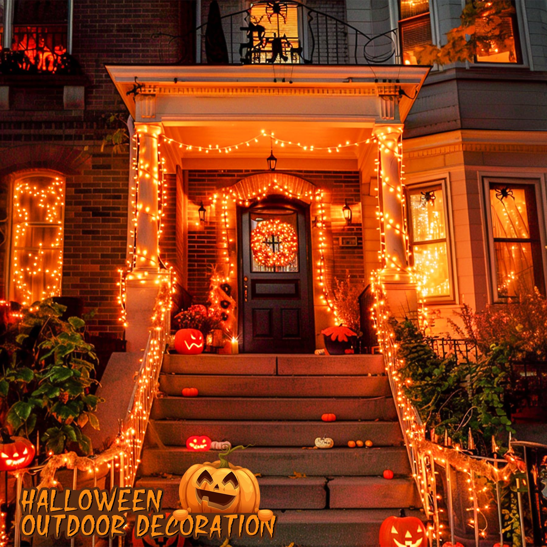 JMEXSUSS 600 LED Orange String Lights, Copper Wire, Indoor/Outdoor Fall Thanksgiving Decorations, Model EXS-S-0600