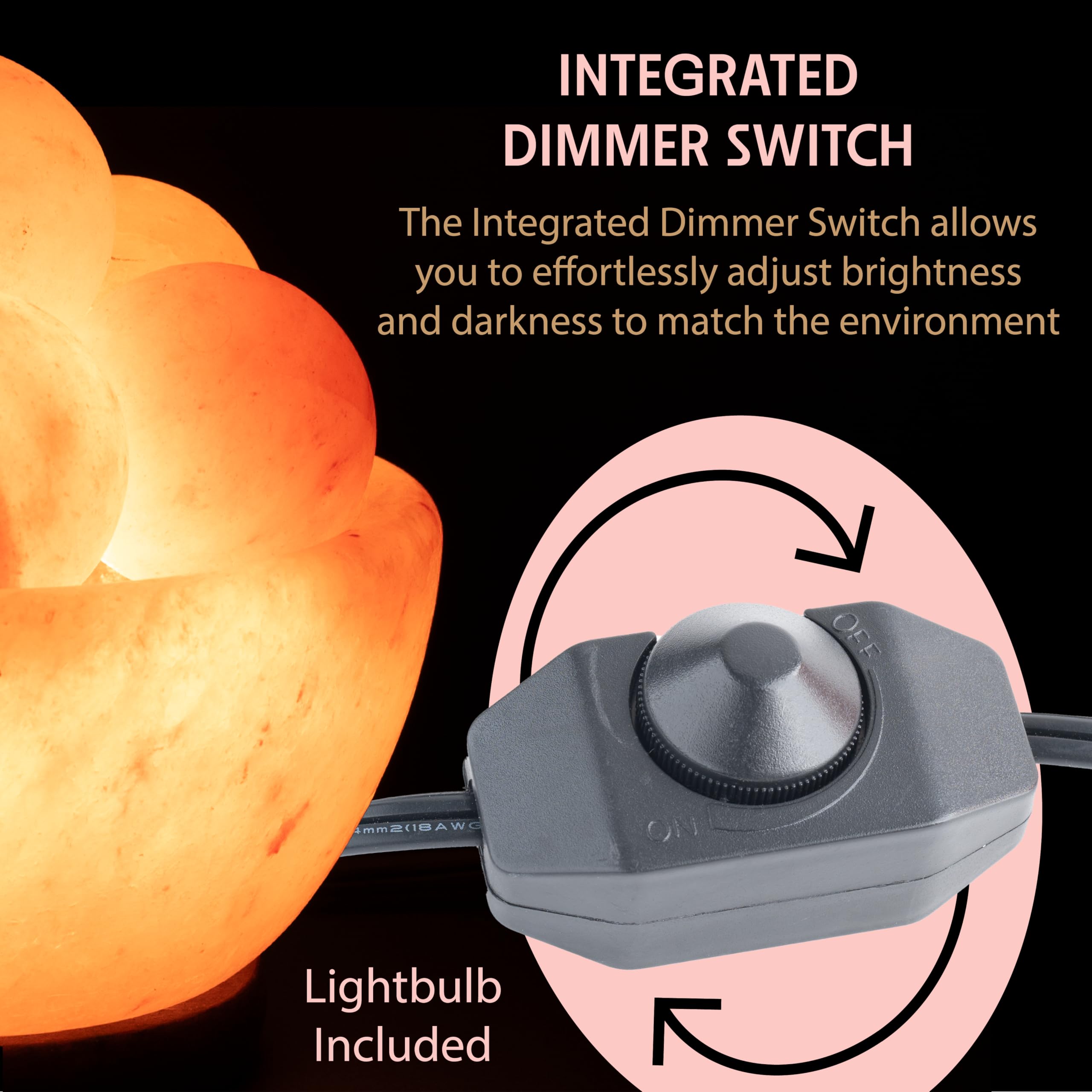 UMAID Himalayan Salt Lamp Bowl with 6 Massage Balls - Dimmable Natural Pink Rock Salt Lamp for Relaxation, Meditation,Yoga, Spa,