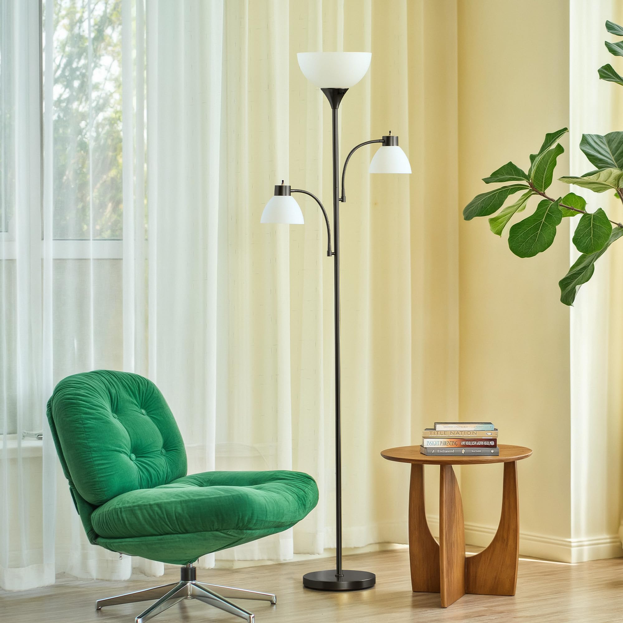 VONLUCE 71'' Floor Lamp, Standing Lamp with Adjustable Reading Lights & 3 Bulbs, Modern Torchiere Floor Lamp with 3 Color Temper