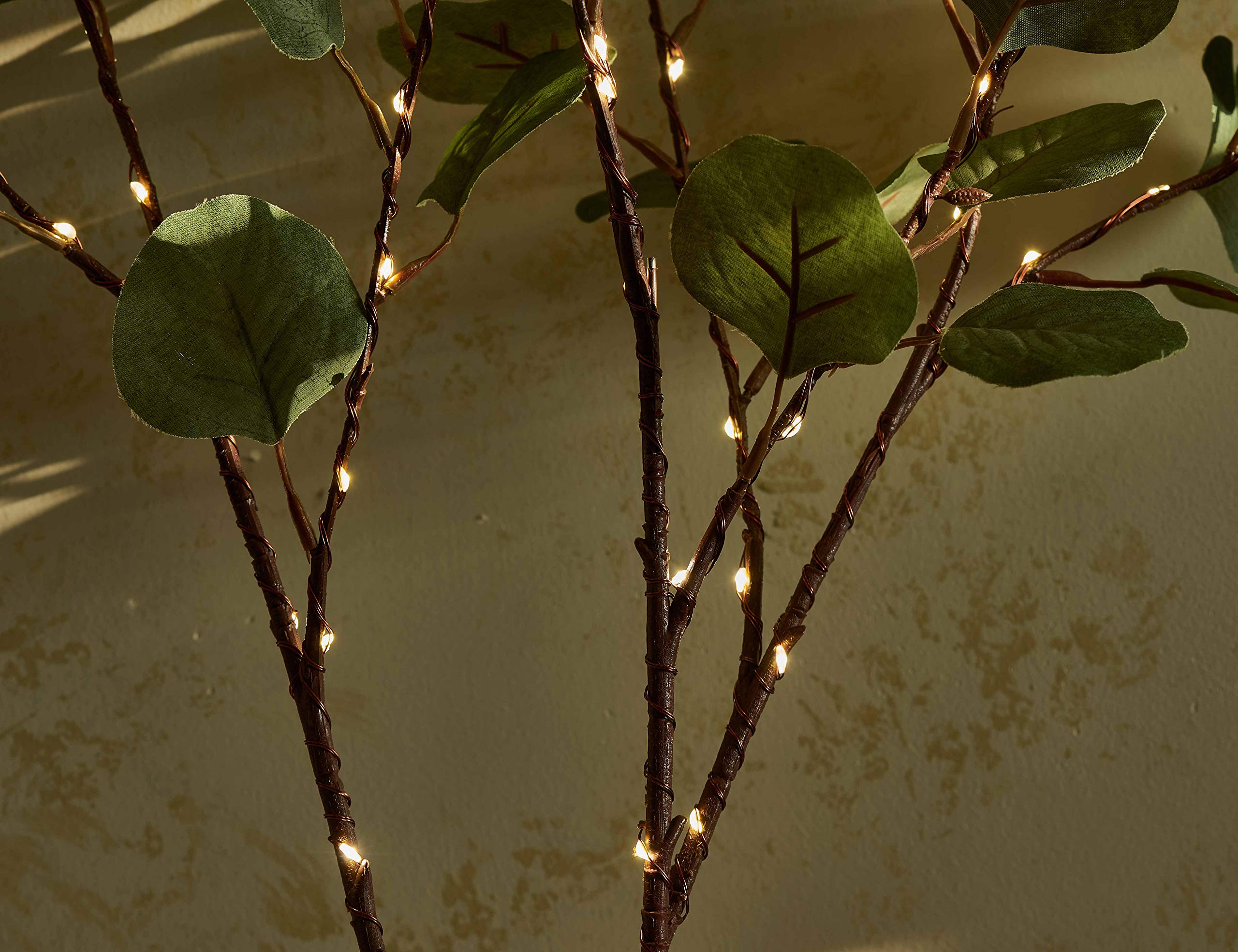 Hairui Lighted Eucalyptus Branches With Timer 24In 36 Led Battery Operated For Wedding Christmas Party Home Spring Decor (Vase Not Included)