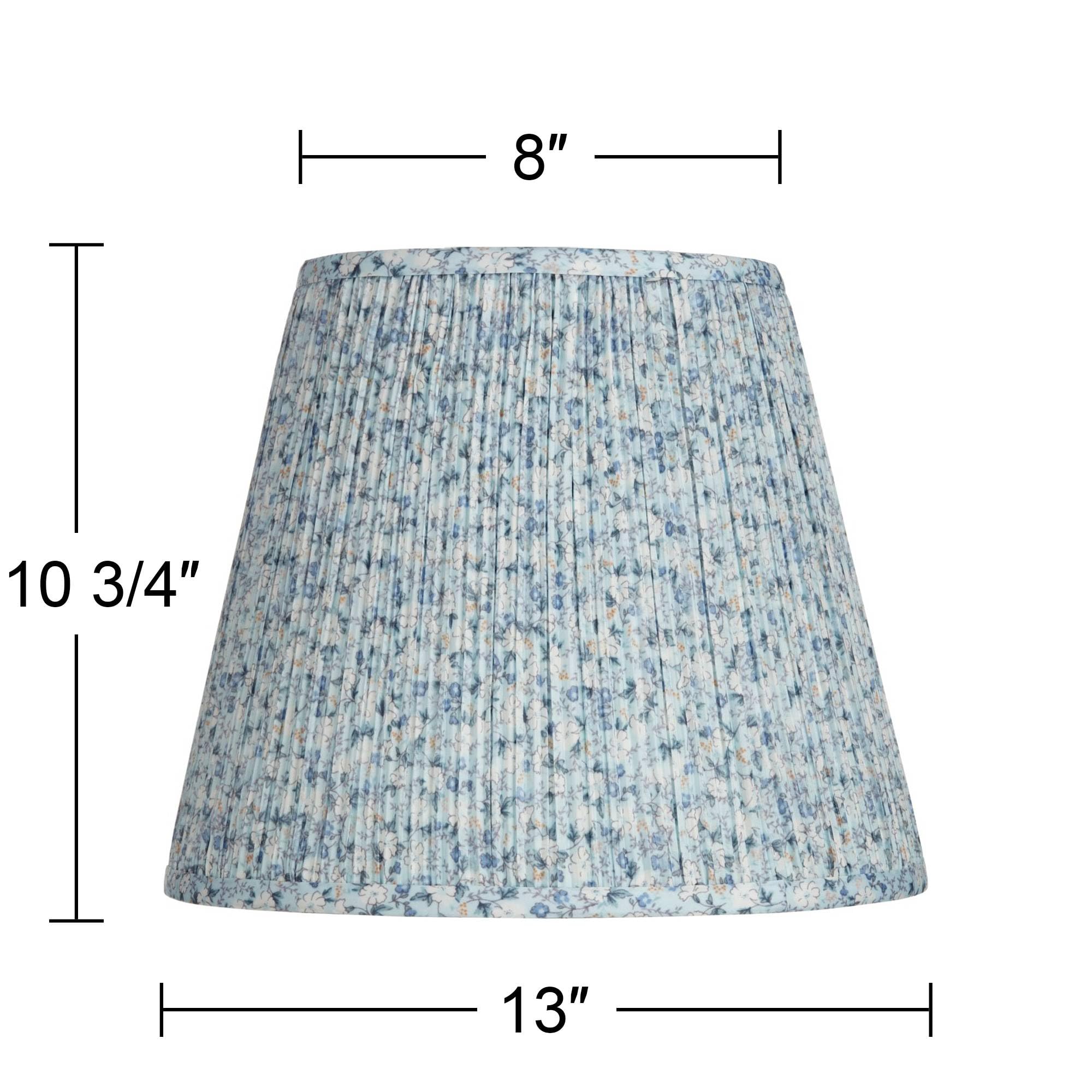 Set Of 2 Hardback Pleat Empire Print Lamp Shades Blue Floral Medium 8'' Top X 13'' Bottom X 10.75'' High X 11'' Slant Spider Wit