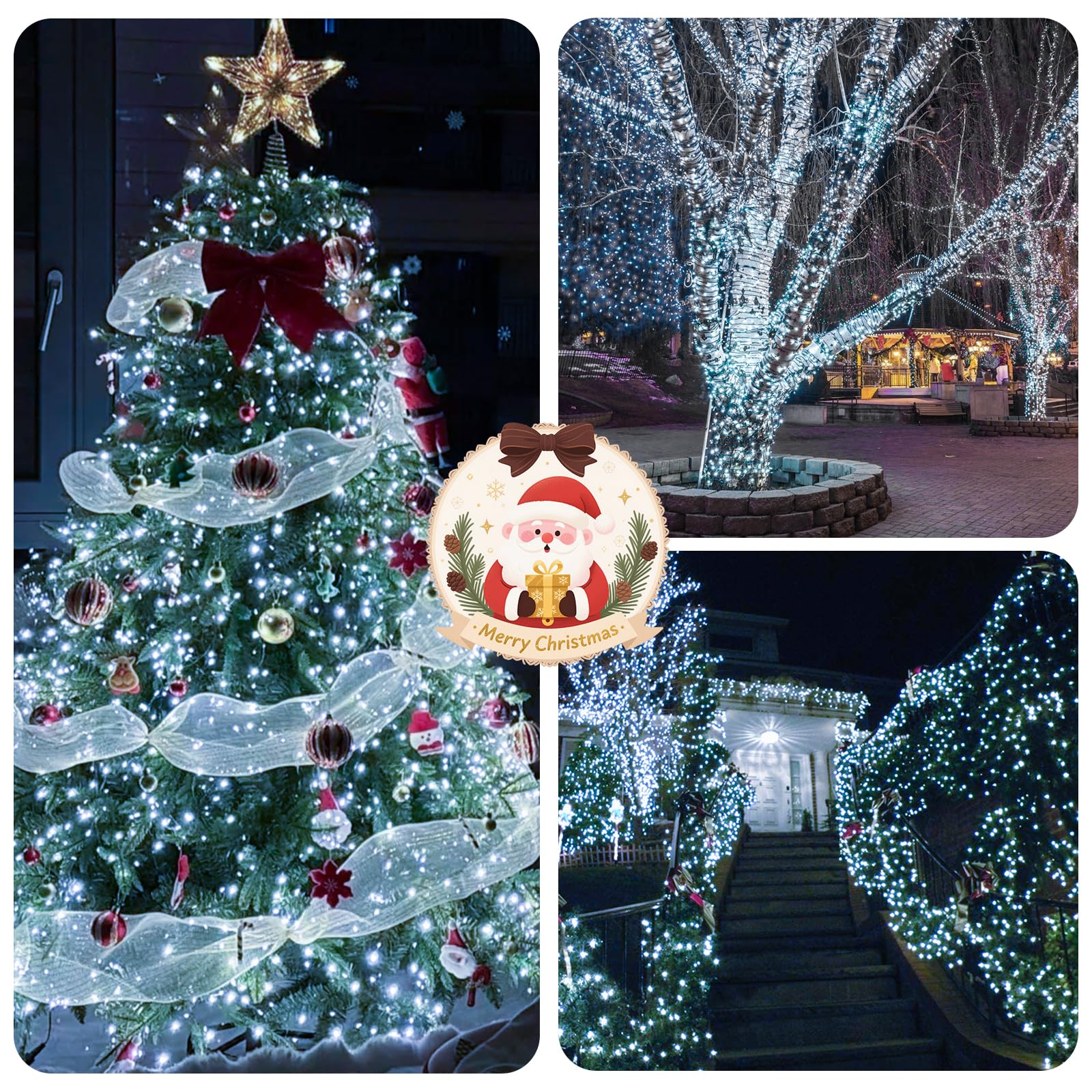 75Ft 1500 Led Cluster Christmas Lights  Christmas Tree Lights Outdoor Indoor With 8 Modes & Timer & Remote  Fire ers String Lights Waterproof For Garland Party Xmas Decorations  Cool White