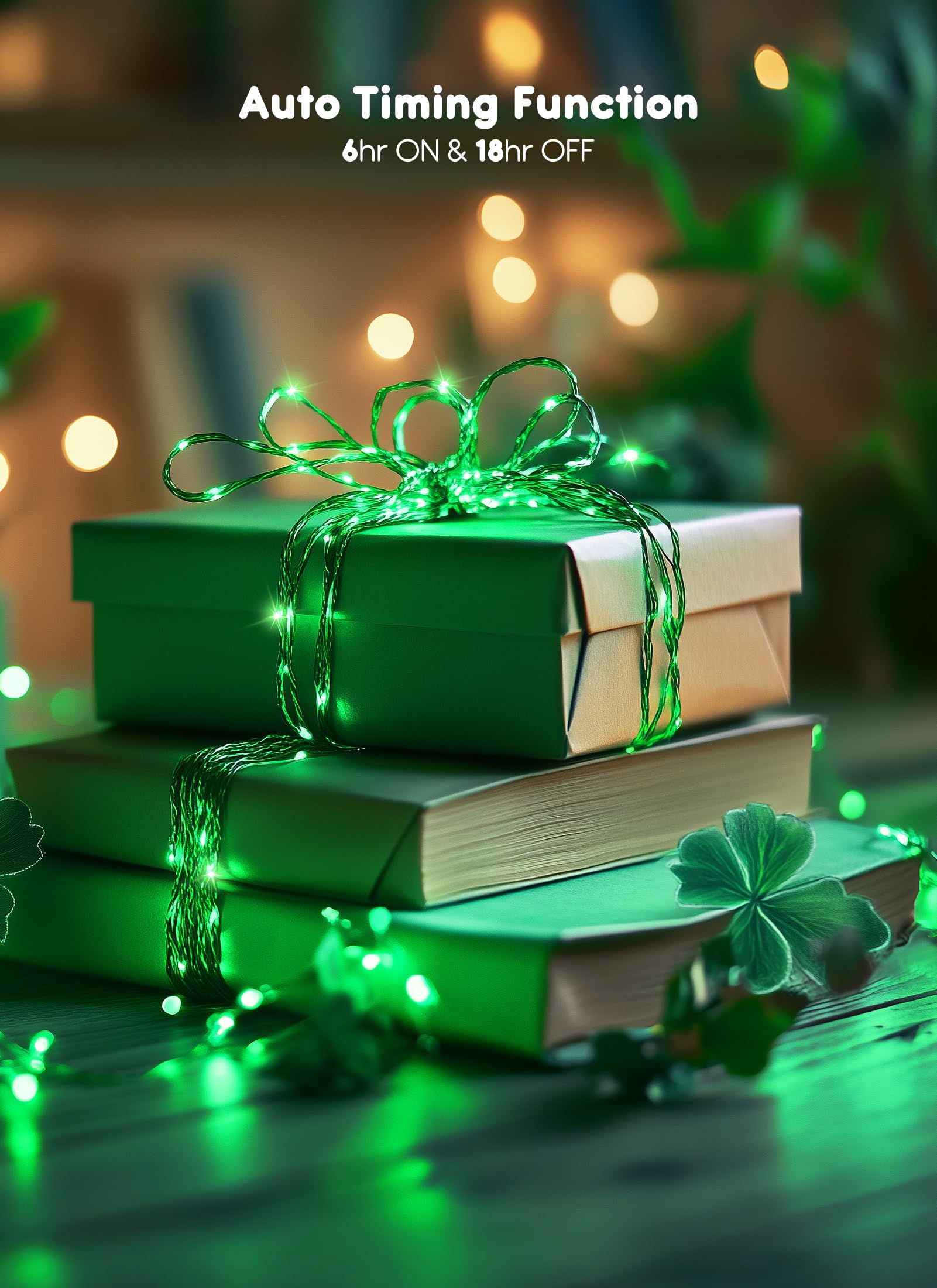 33Ft 100 Led Outdoor String Lights, Green Fairy Lights Battery Operated With Remote, Waterproof Twinkle Lights For Bedroom Dorm Patio Tapestry Backyard Garden Party Indoor St. Patrick Decoration