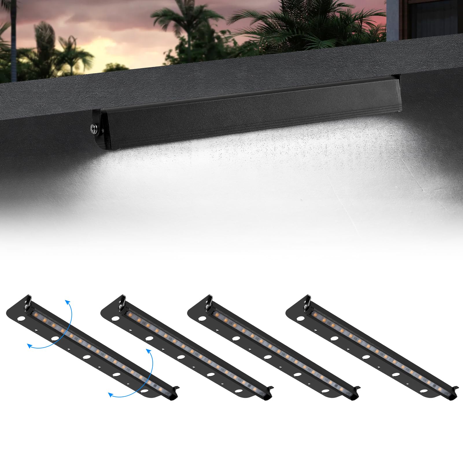 Kwinmyso 4-Packs 5W 12Inch Led Hardscape Paver Lighting,12V Ac/Dc Low Voltage Retaining Wall Lights,Landscape Lighting,5000K Daylight White Outdoor Step Light,50,000 Hours Lifespan-Black