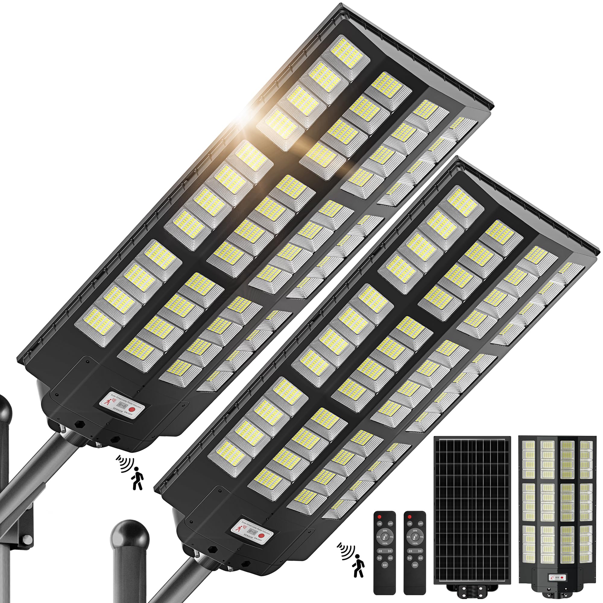9800W Solar Street Lights Outdoor - Wide Angle Solar Lights Outdoor Motion Sensor, Commercial Parking Lot Light Dusk to Dawn, 70