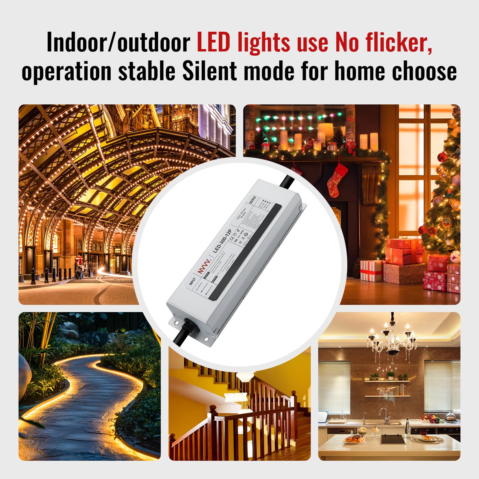 Led Driver 300W 12V Dc 25A Waterproof Ip68 Power Transformer Adapter, 90-265V Ac Input With Active Pfc 3-Pin Plug - For Led Stri