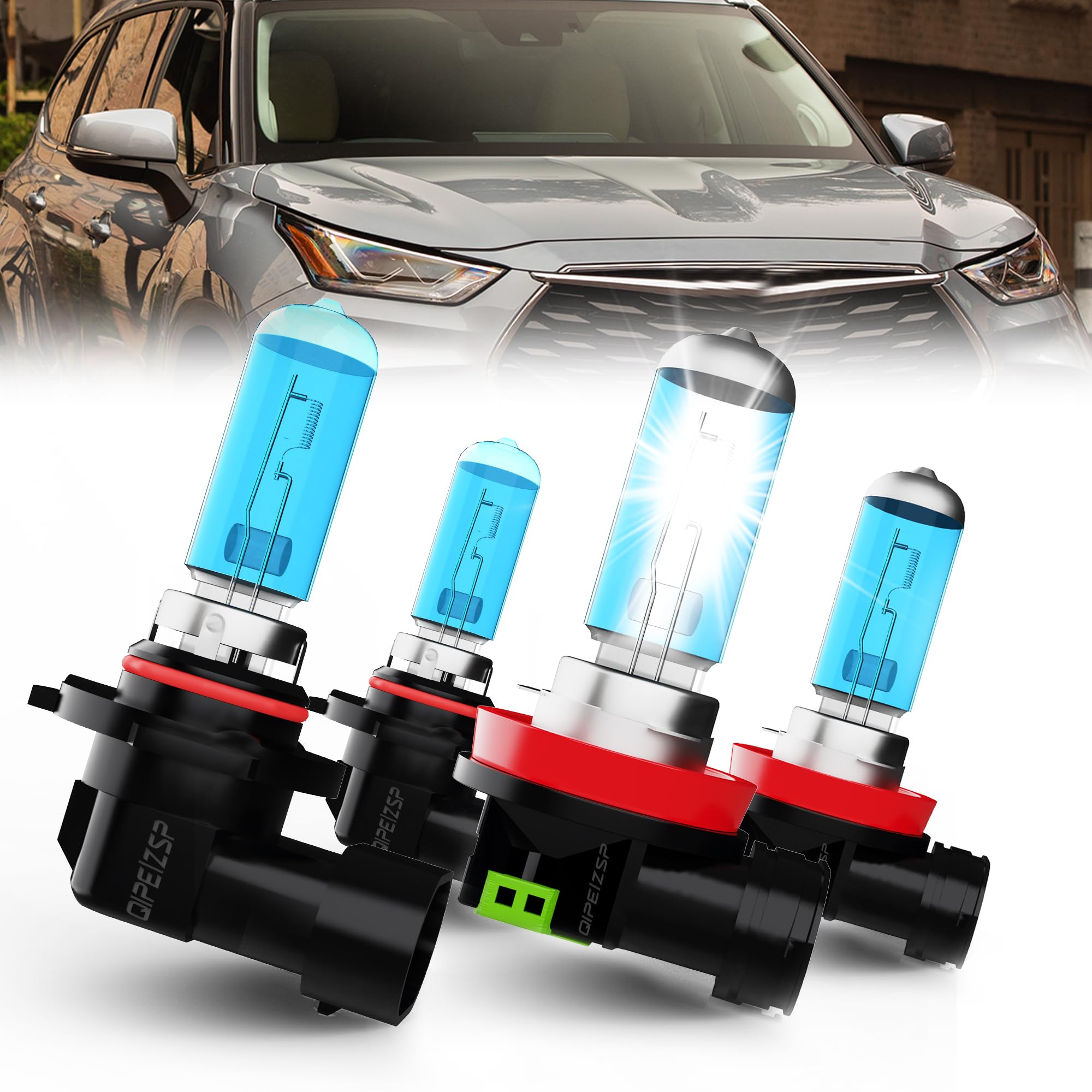 QIPEIZSP compatible with Toyota Highlander (2011-2019) Halogen headlights, 9005/HB3/H10 High Beam & H8/H9/H11 Low Beam Halogen H