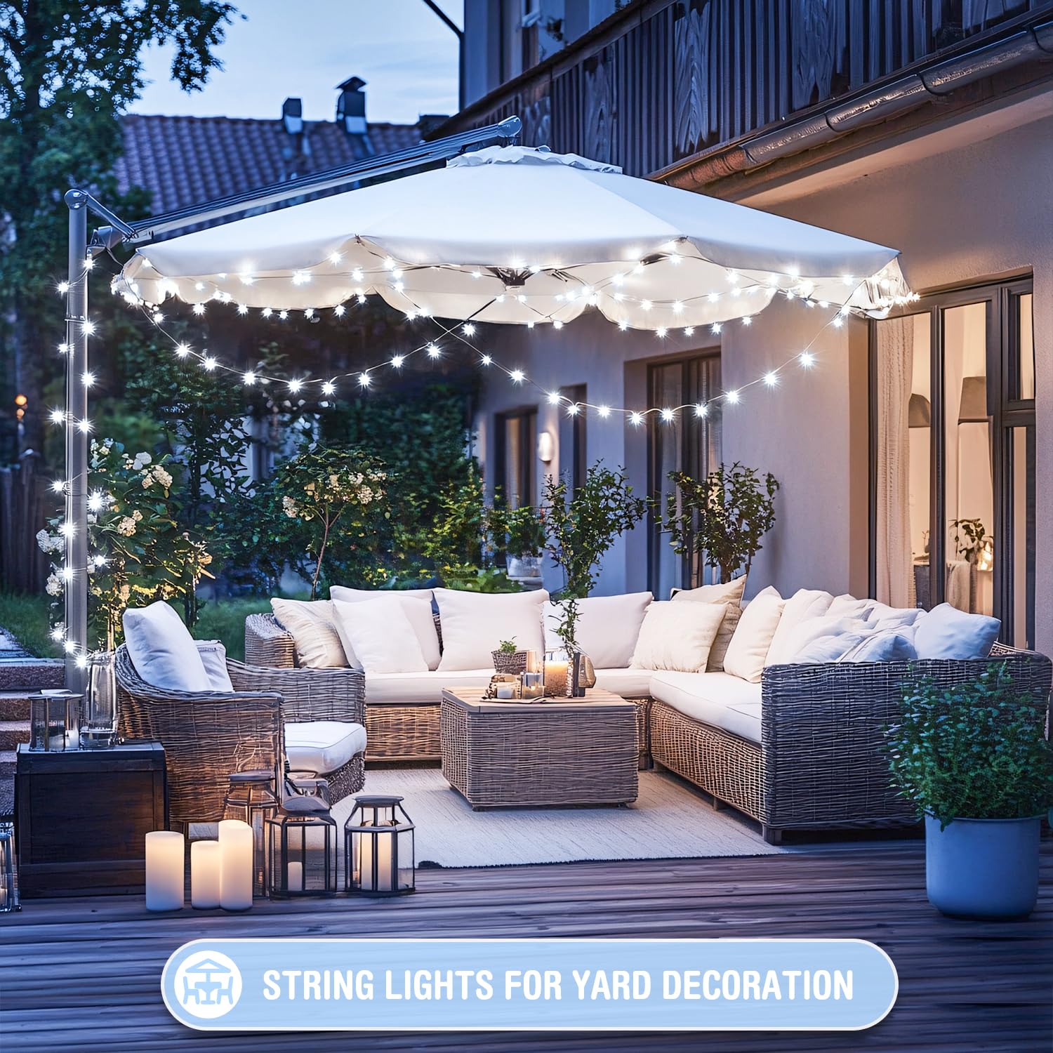 Jmexsuss 400 Led White String Lights Outdoor Waterproof, 132Ft Christmas Tree Lights With Remote, Indoor String Lights Plug In F