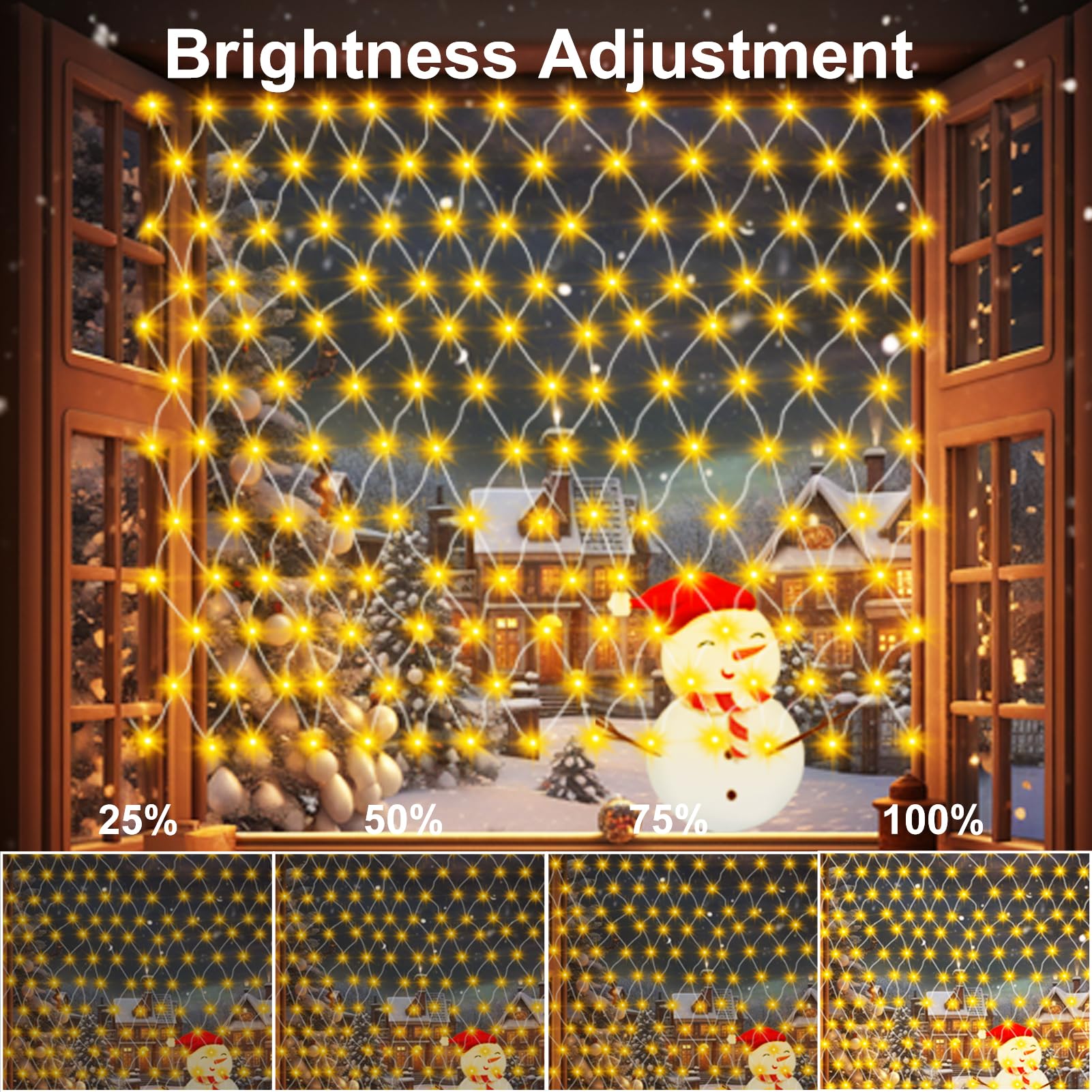 echosari 100 LED Battery Operated Net Lights, Warm White Fairy Lights with Remote & Timer for Garden, Patio, Wedding Decor - ES-3AA NetL-WW